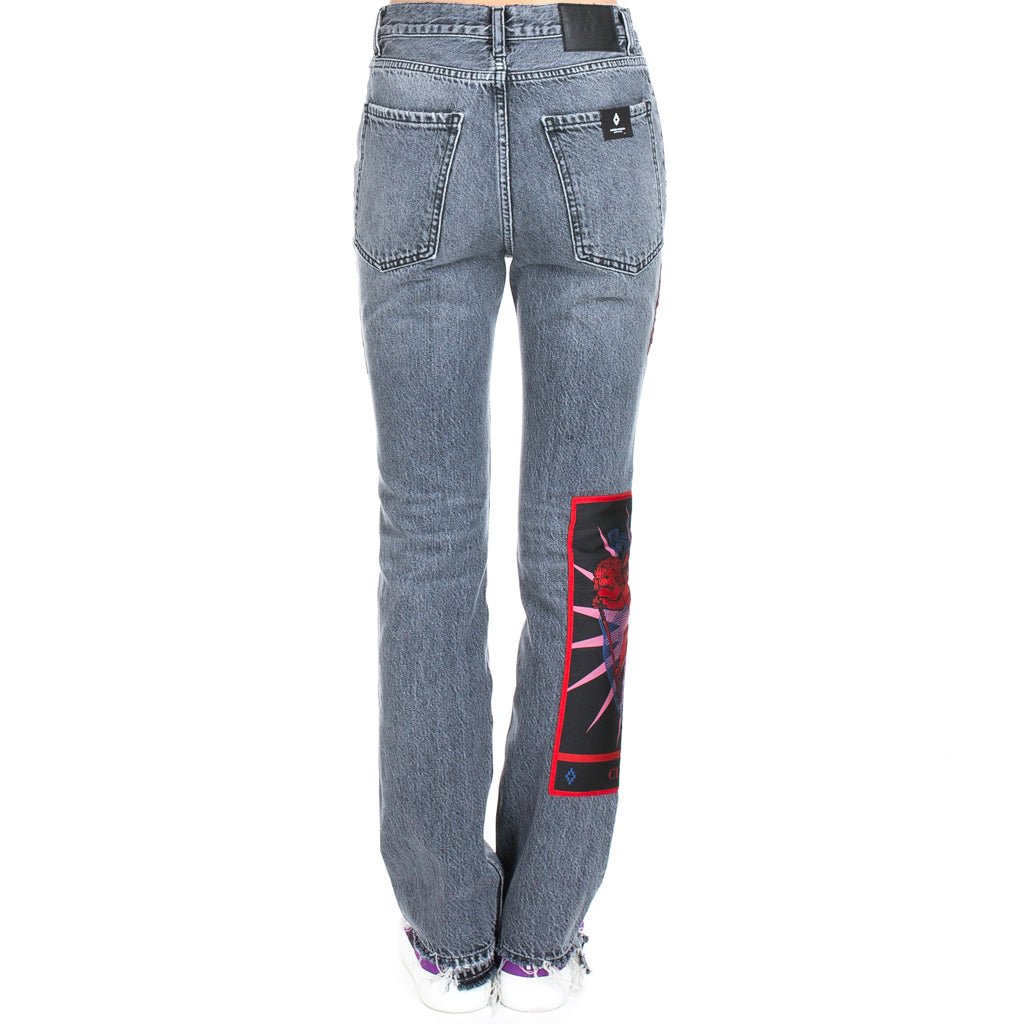 Marcelo Burlon Womens Tarot Straight Jeans Light Grey - 3
