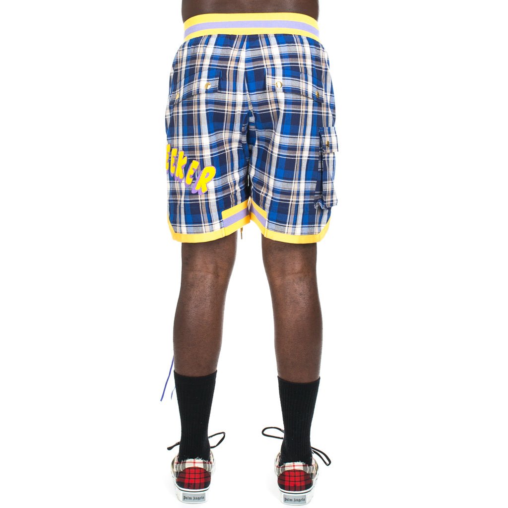 Mindseeker Blue Check Patch Shorts Blue - 3