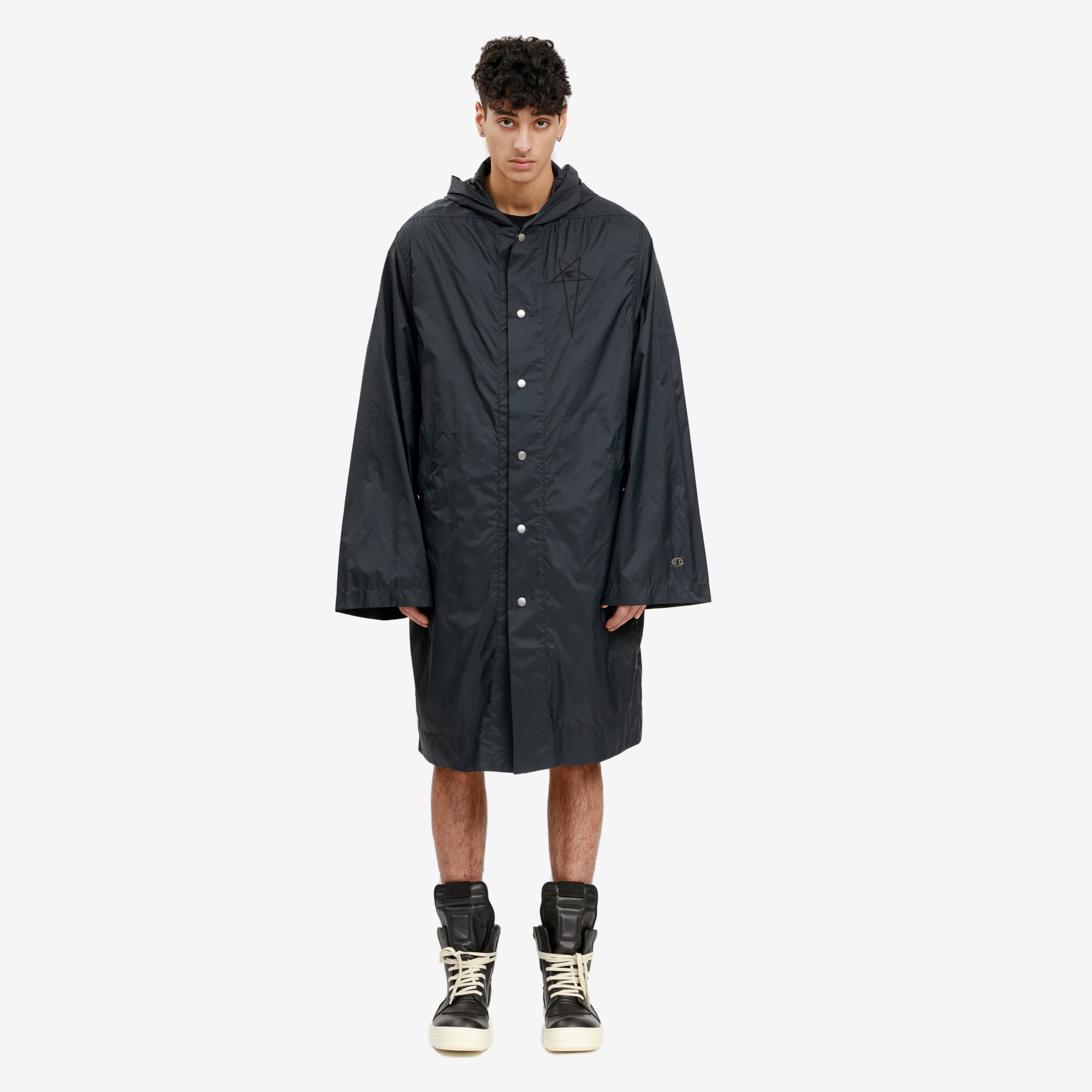 Rick Owens Champion Hooded Parka Black - 1