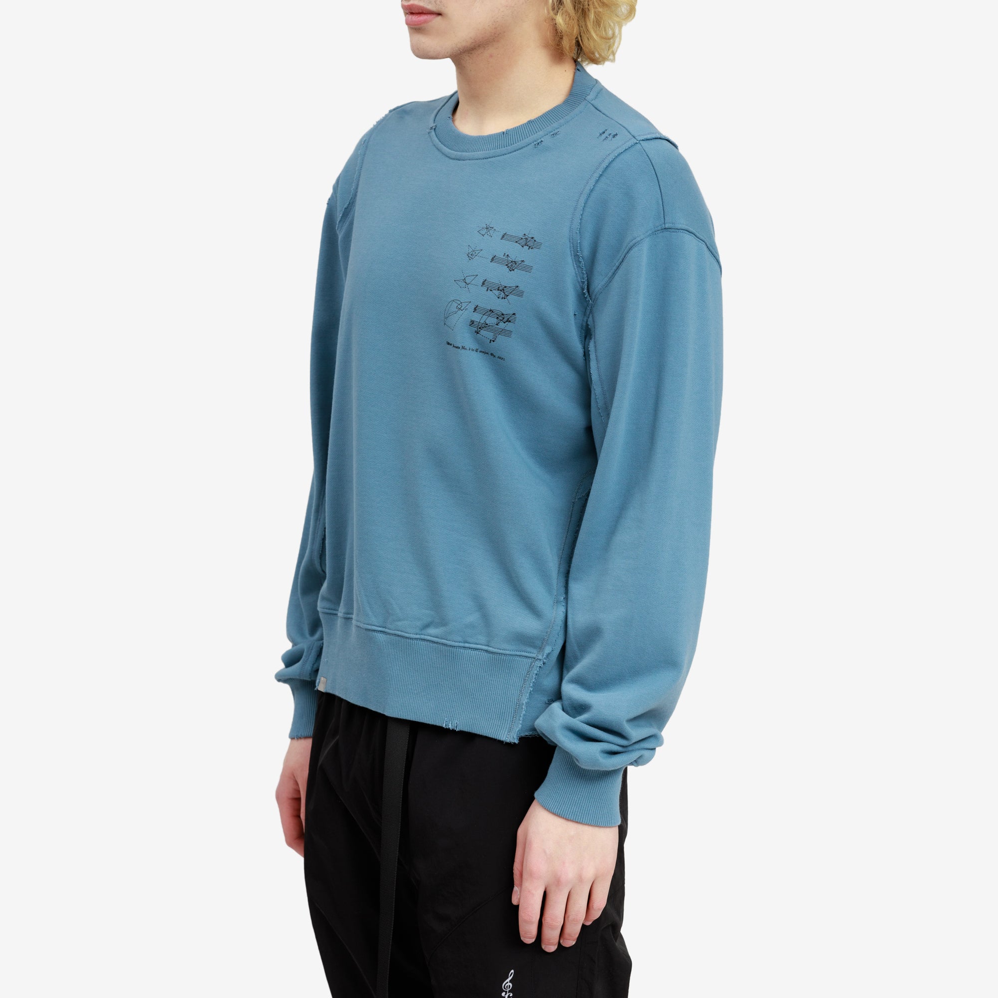 C2H4 Distressed Panel Sweatshirt Mist Blue - 3