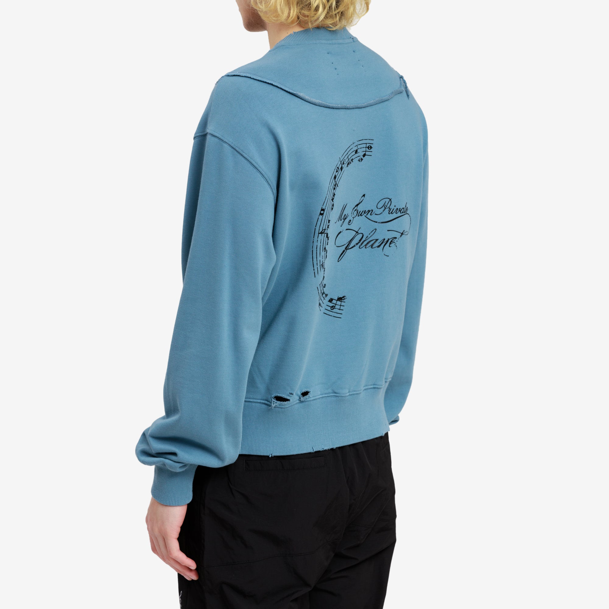 C2H4 Distressed Panel Sweatshirt Mist Blue - 4