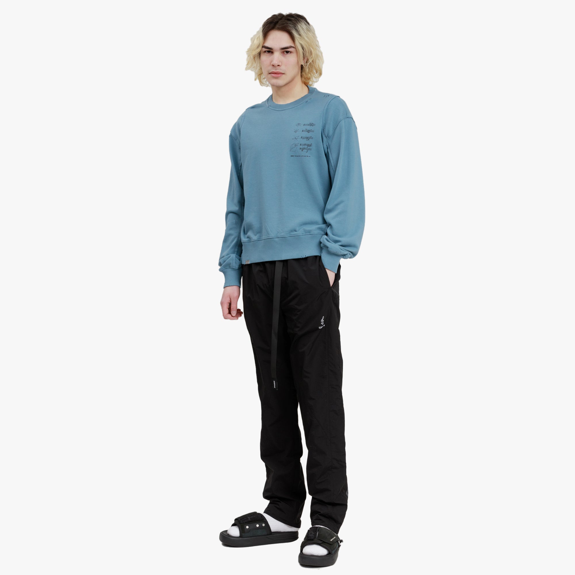 C2H4 Distressed Panel Sweatshirt Mist Blue - 2