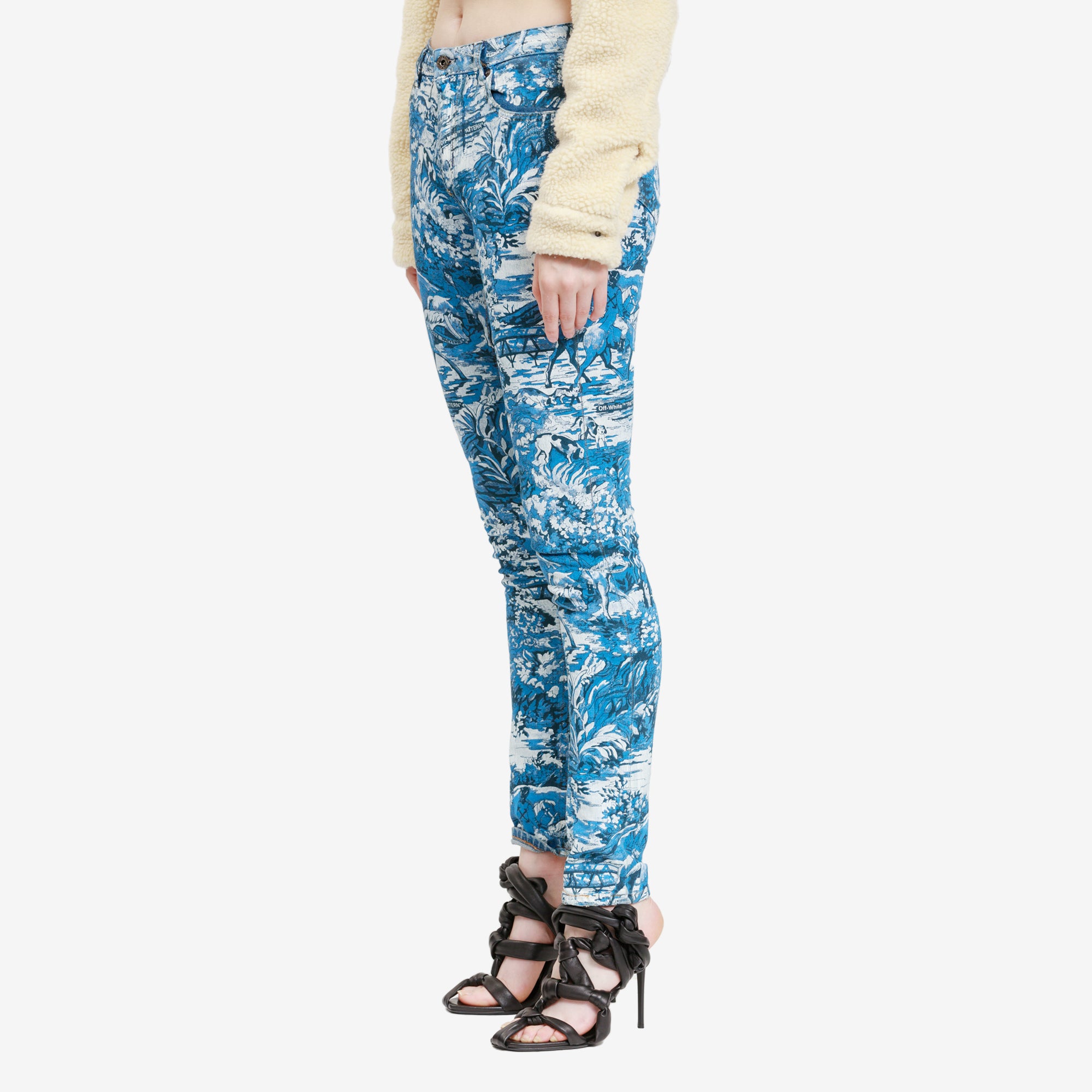 Off - White Womens Tapestry Skinny 5 Pockets Jeans BLUE - 3