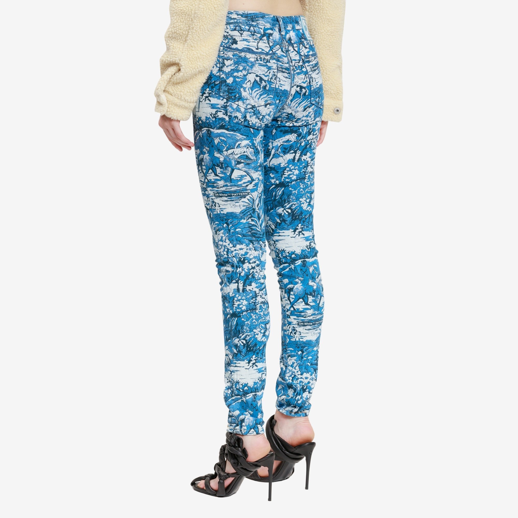 Off - White Womens Tapestry Skinny 5 Pockets Jeans BLUE - 4