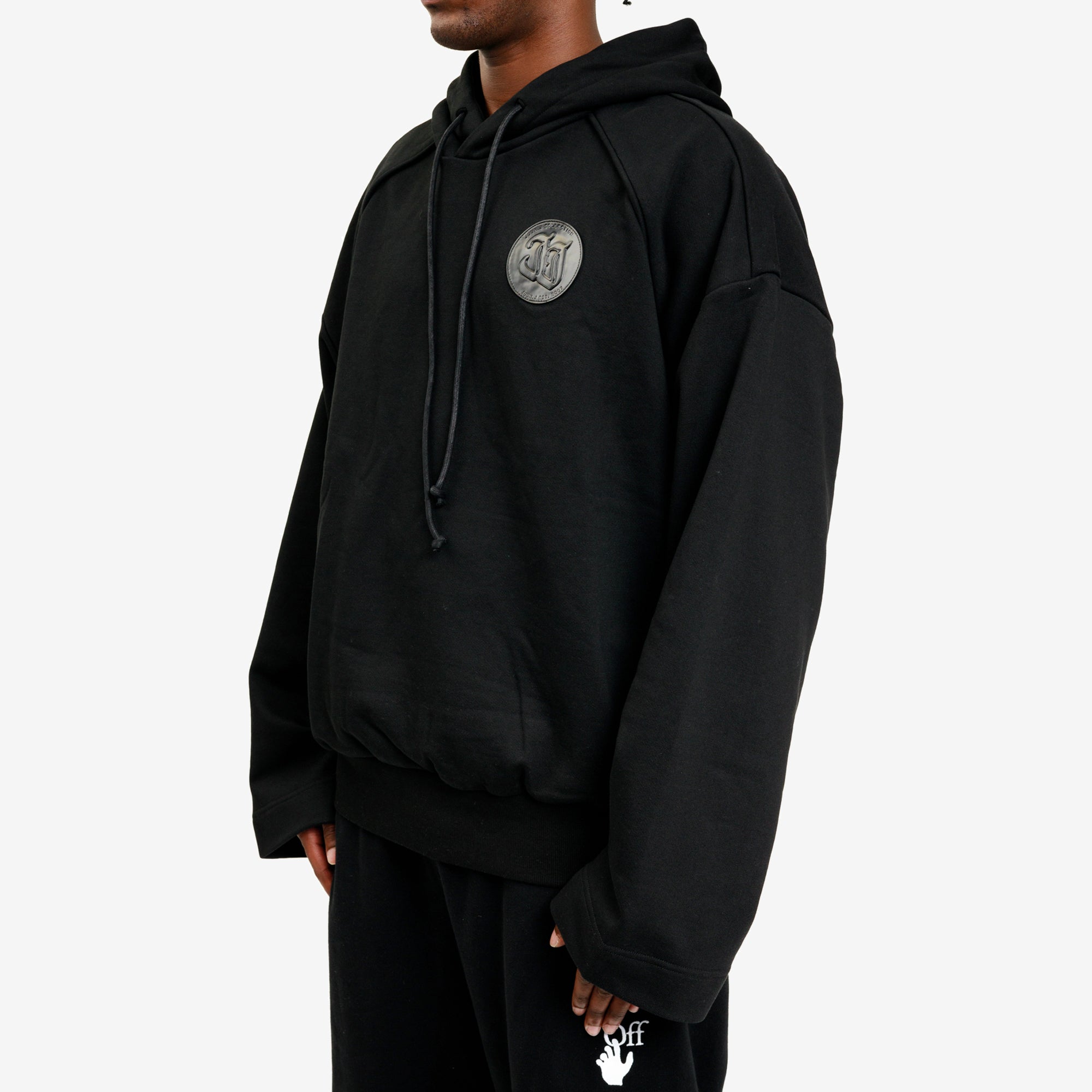 Juun.J Leather Patch Hoody Black - 3