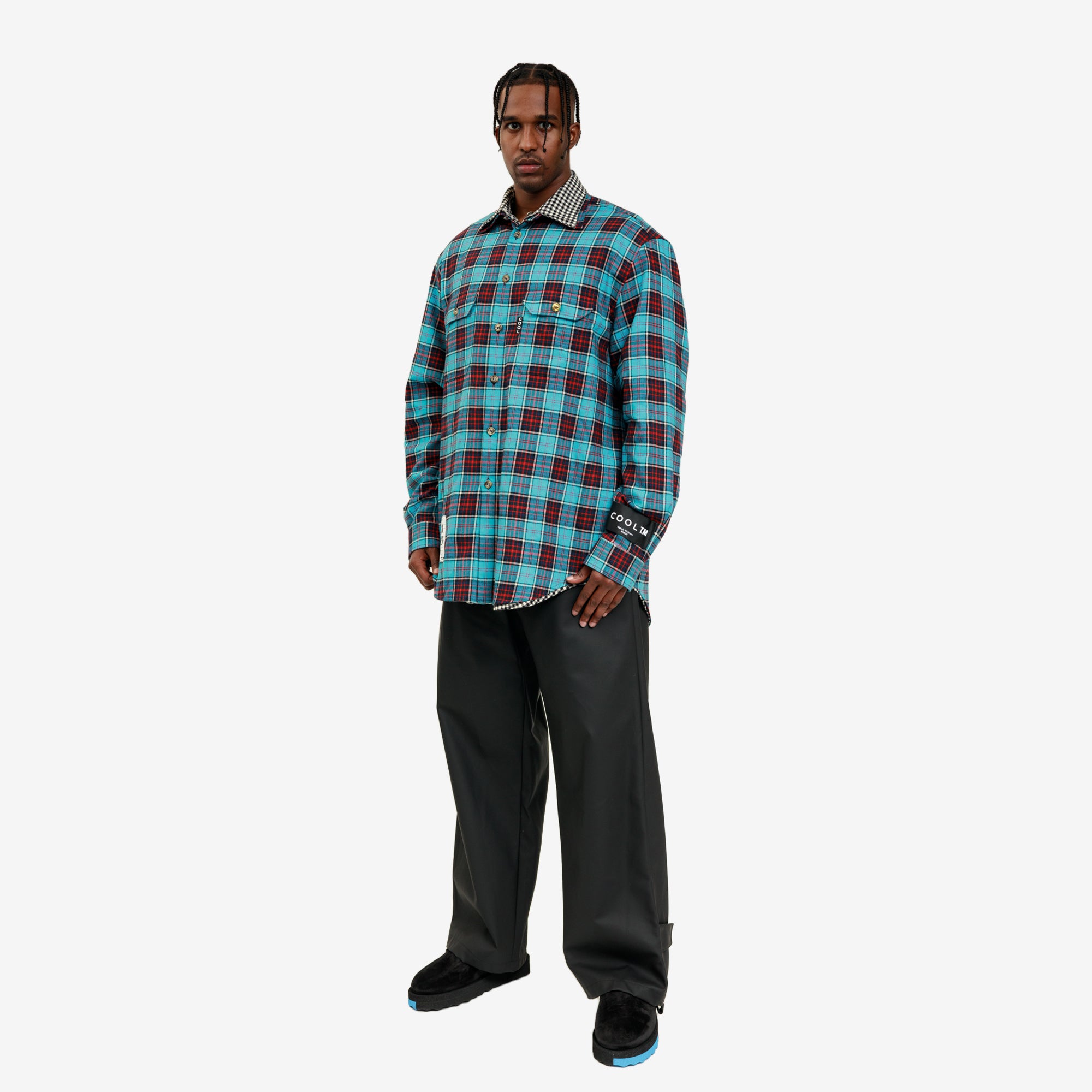 COOL T.M Reversible Check Shirt Turquoise - 5