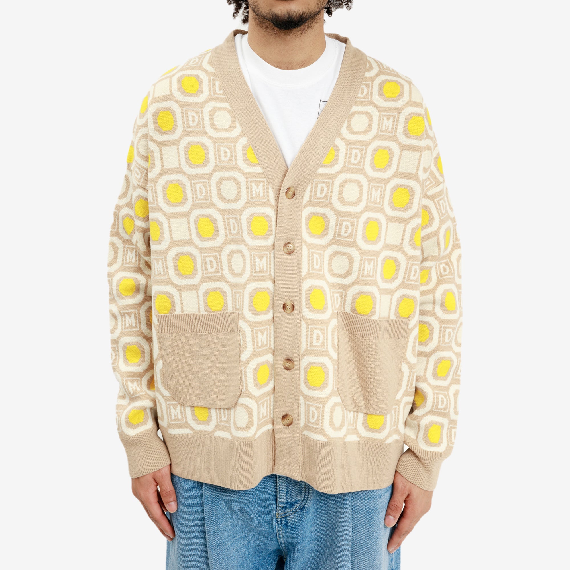 Drôle de Monsieur Geometric Cardigan Beige - 1
