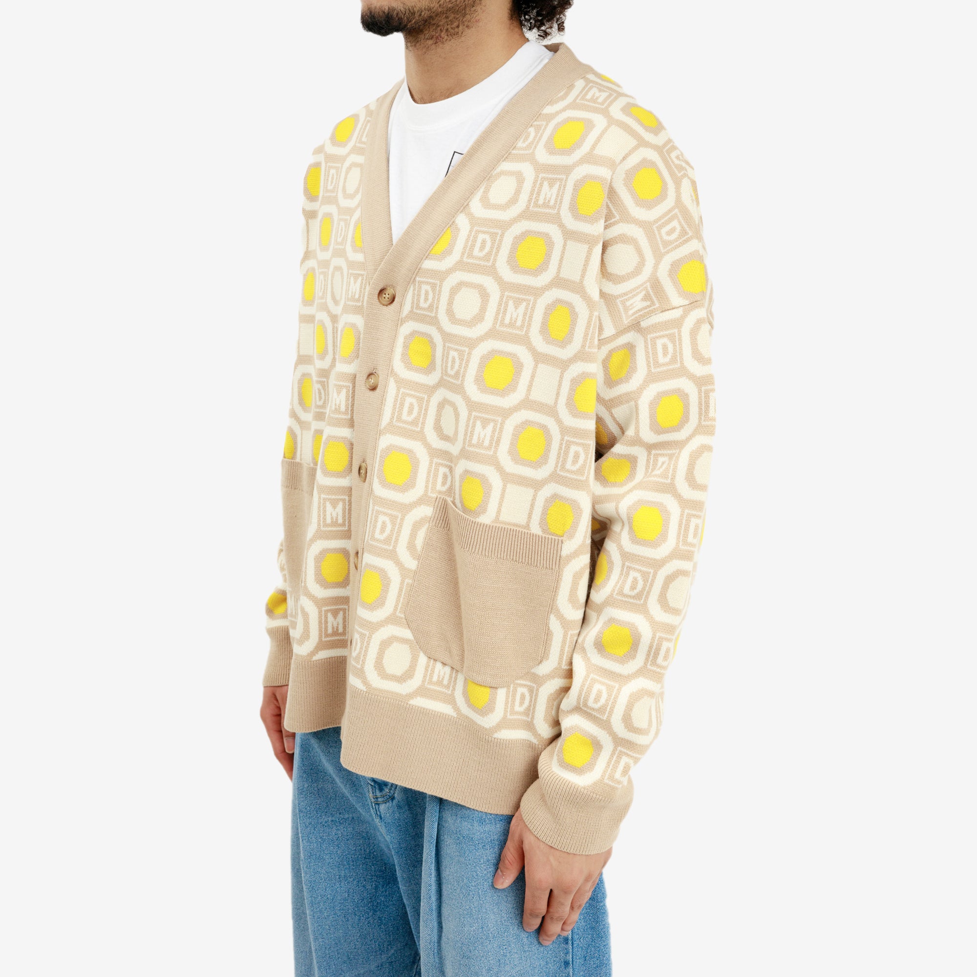 Drôle de Monsieur Geometric Cardigan Beige - 3