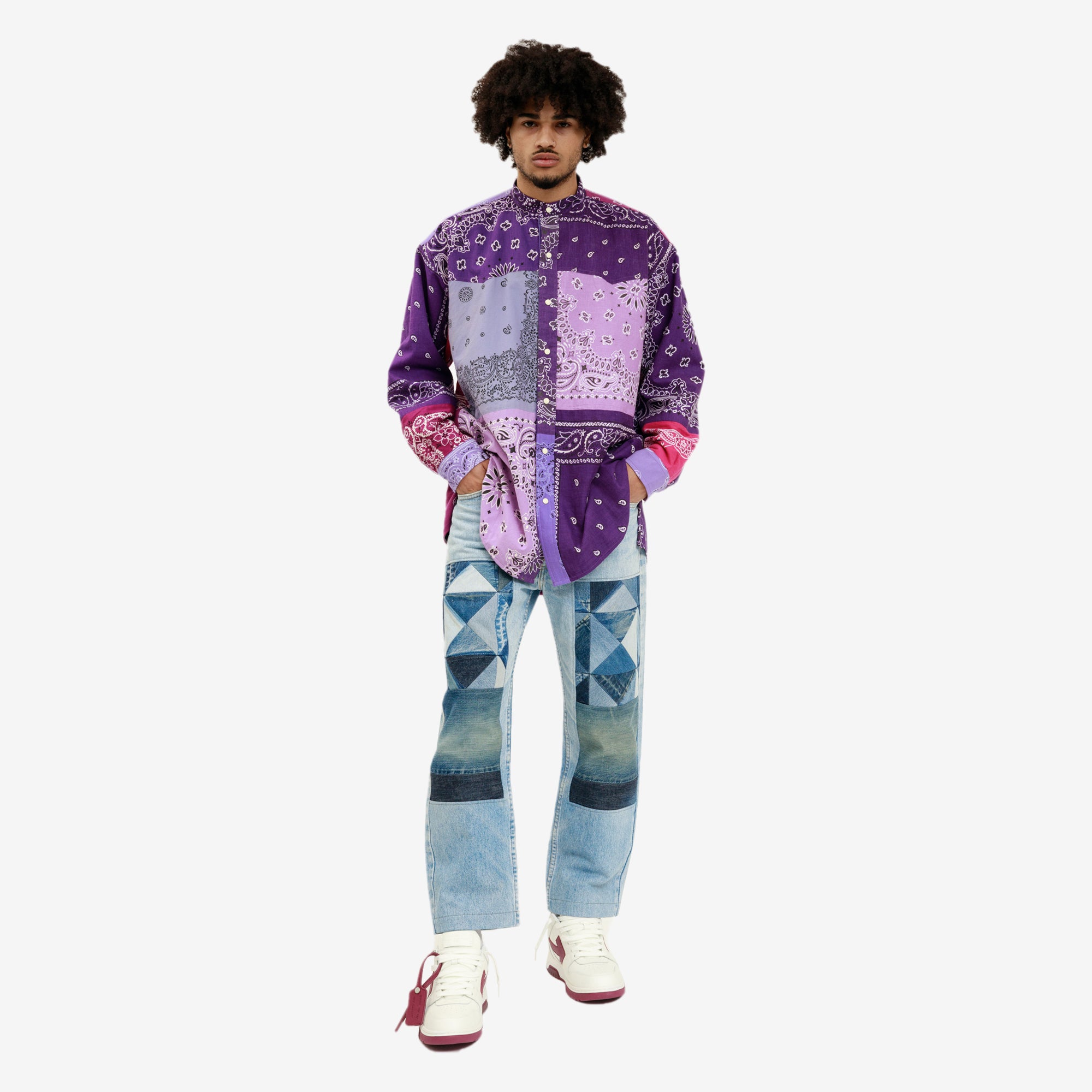 Children of the Discordance Bandana Patchwork LS Shirt Purple - 2