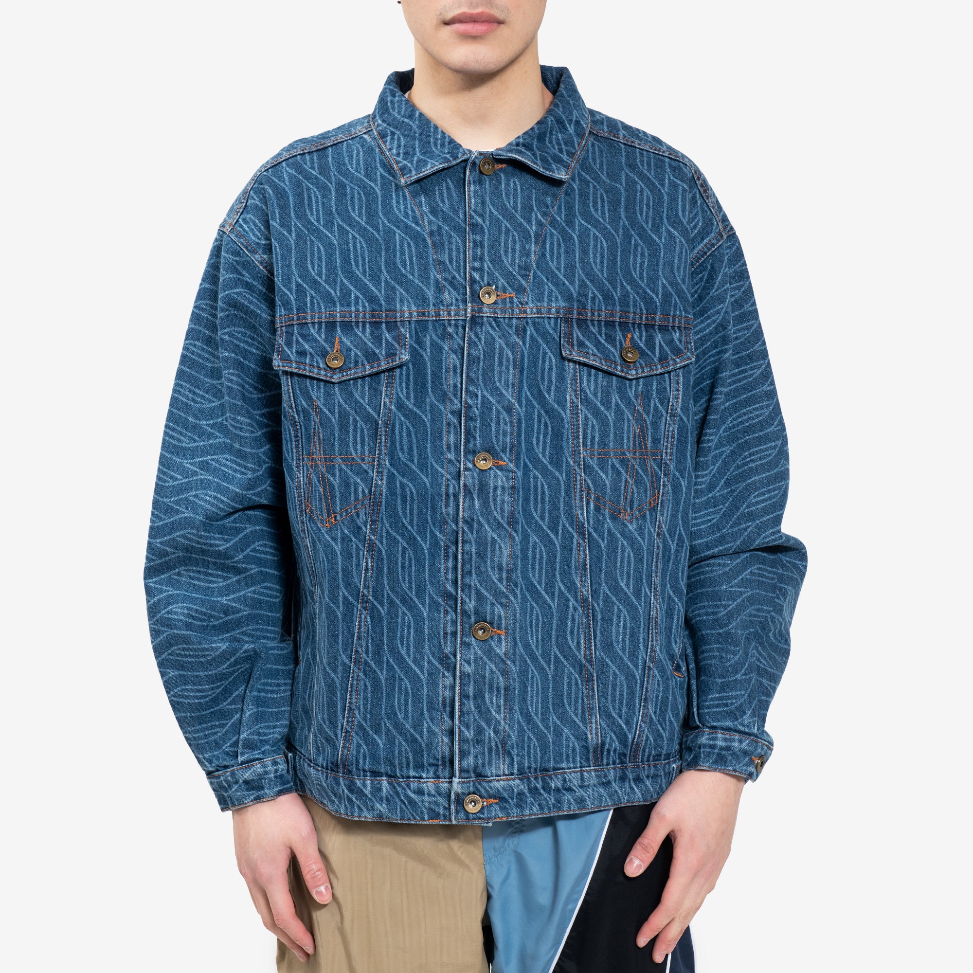 Ahluwalia Signature Laser Denim Jacket Stanly Blue - 1