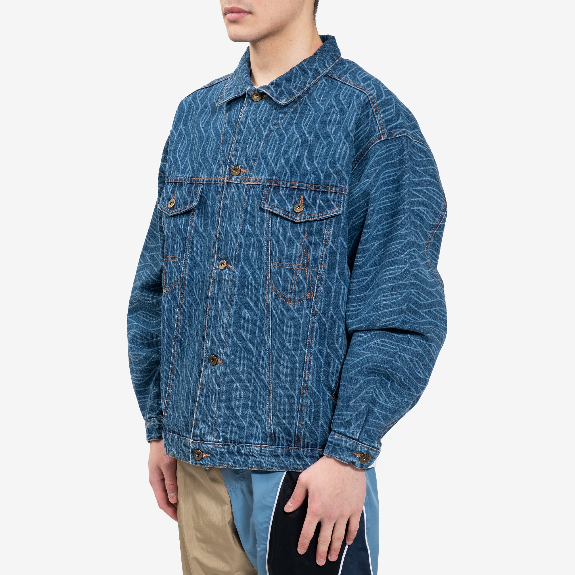Ahluwalia Signature Laser Denim Jacket Stanly Blue - 3