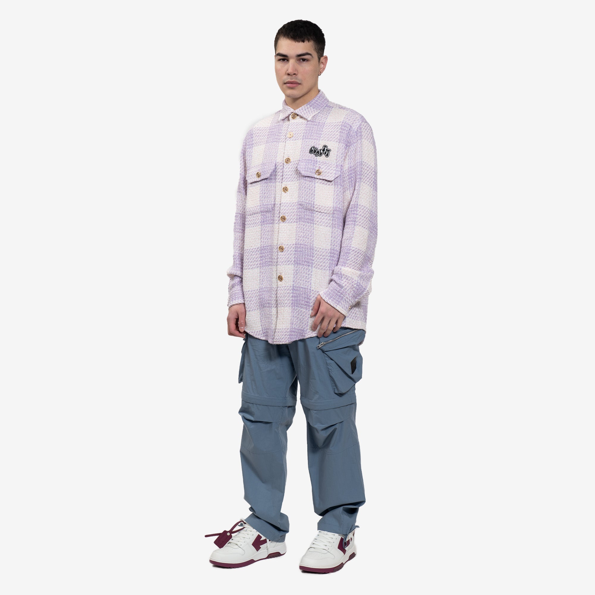 COOL T.M Oversized Tweed Shirt Purple - 2