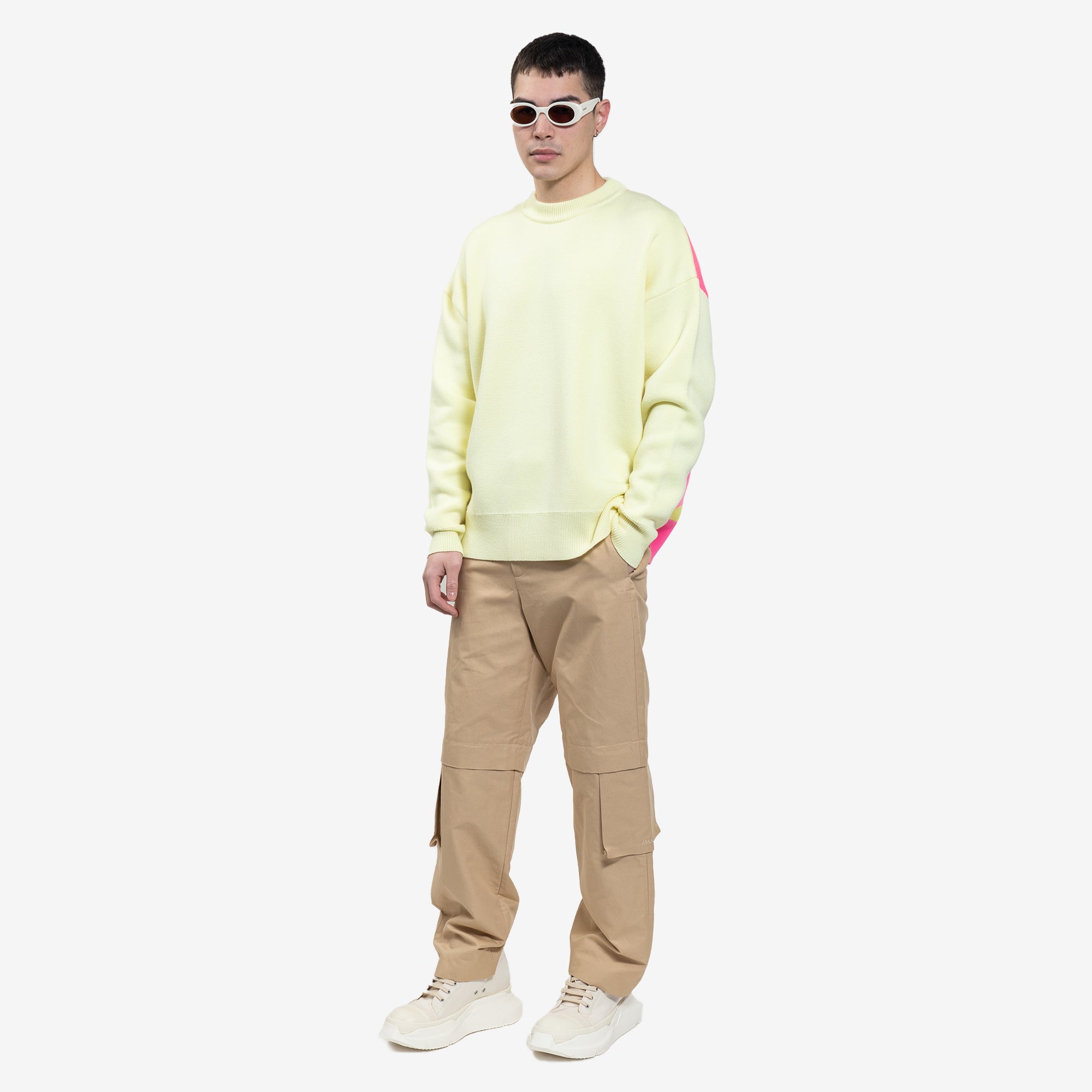 Palm Angels Intarsia Palm Sweater Lime Green - 2