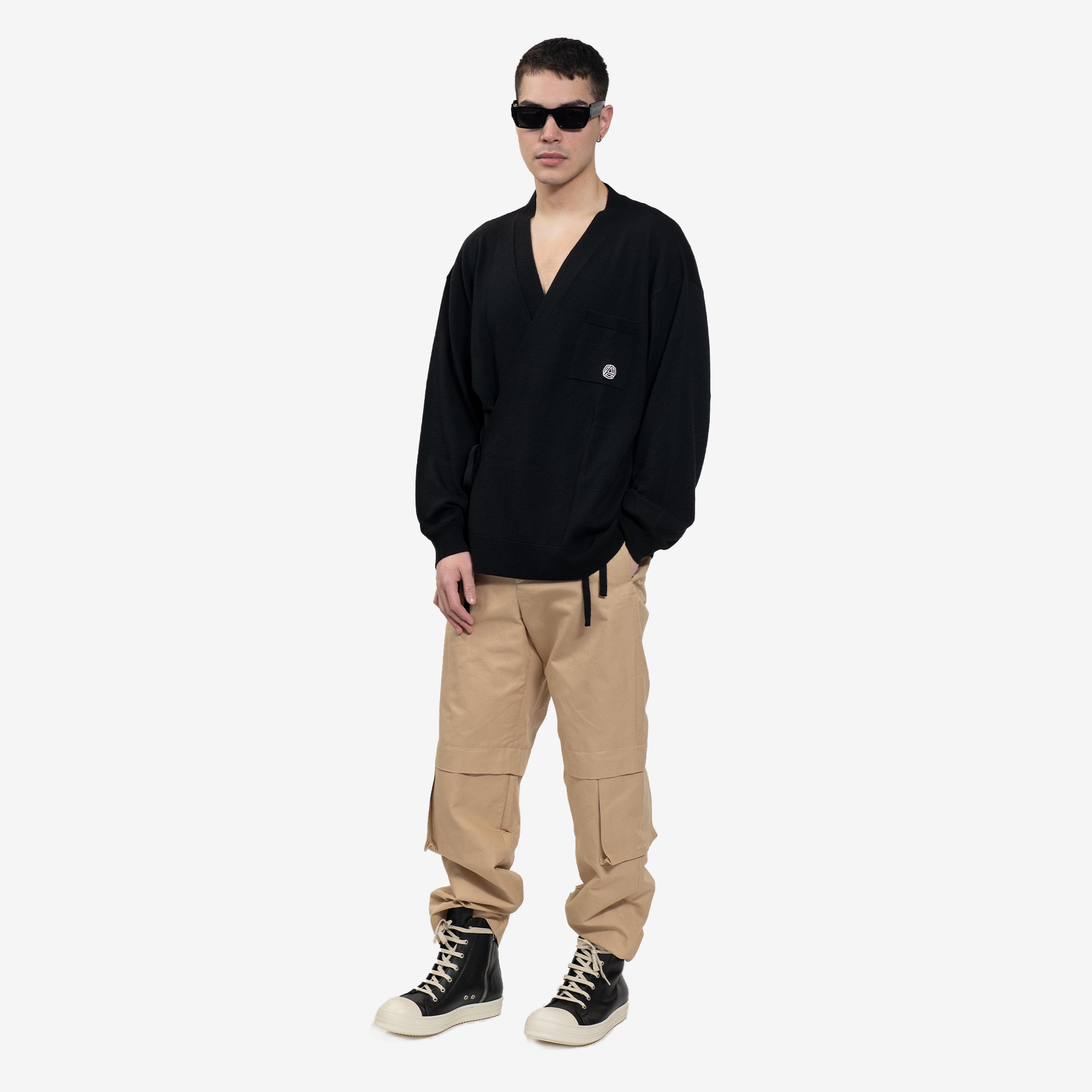 Ambush Knitted Kimono Shirt Black - 2