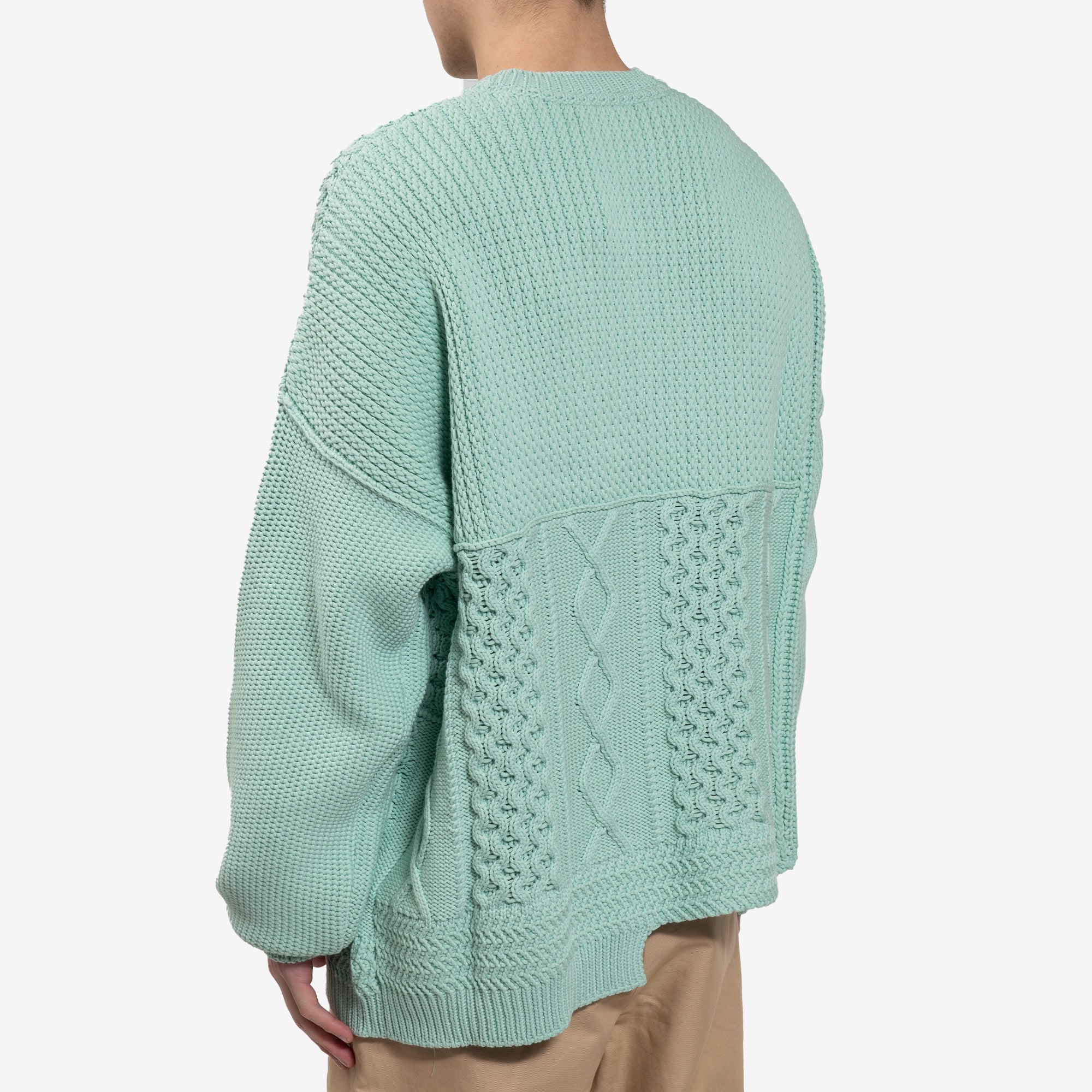 Ambush Patchwork Knit Sweatshirt Green Lily - 4