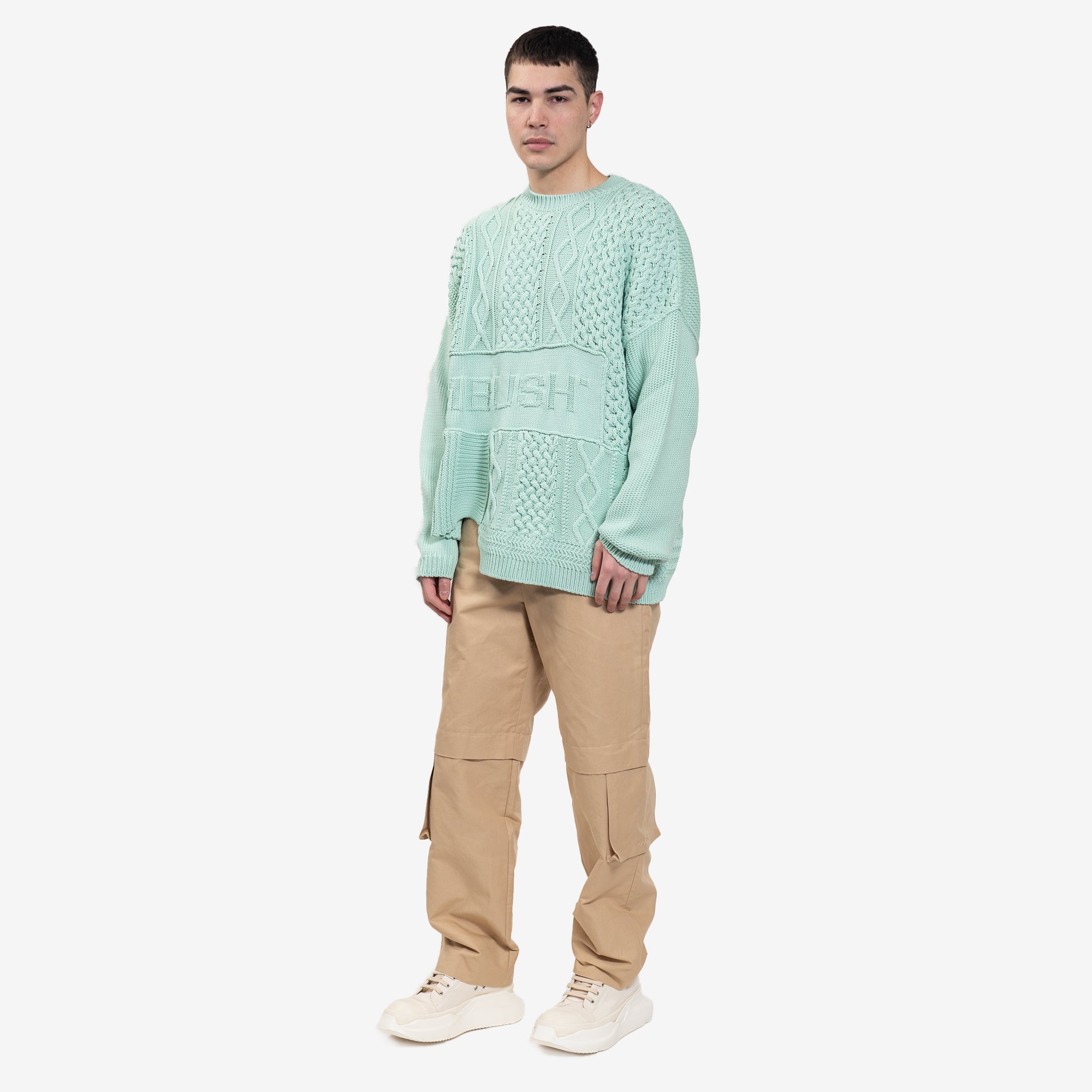 Ambush Patchwork Knit Sweatshirt Green Lily - 2