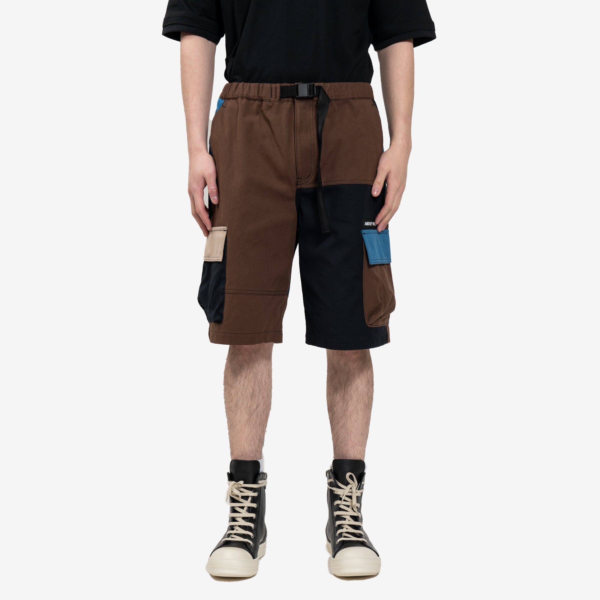 Ambush Panelled Cargo Shorts Brown - 1