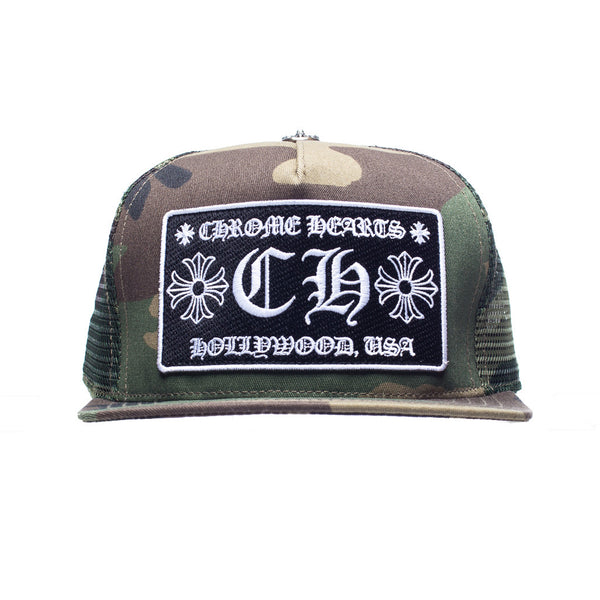 Chrome Hearts CH Patch Camo Trucker Cap at Feuille Luxury - 1