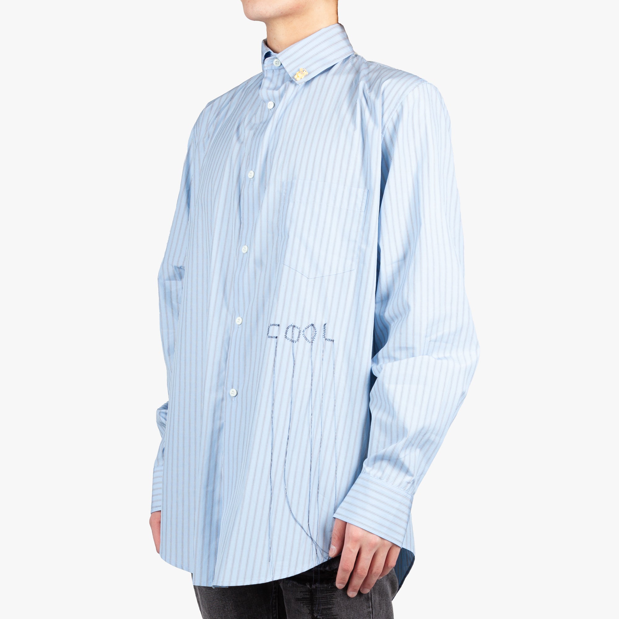 COOL T.M Oversize Striped Shirt Blue - 3