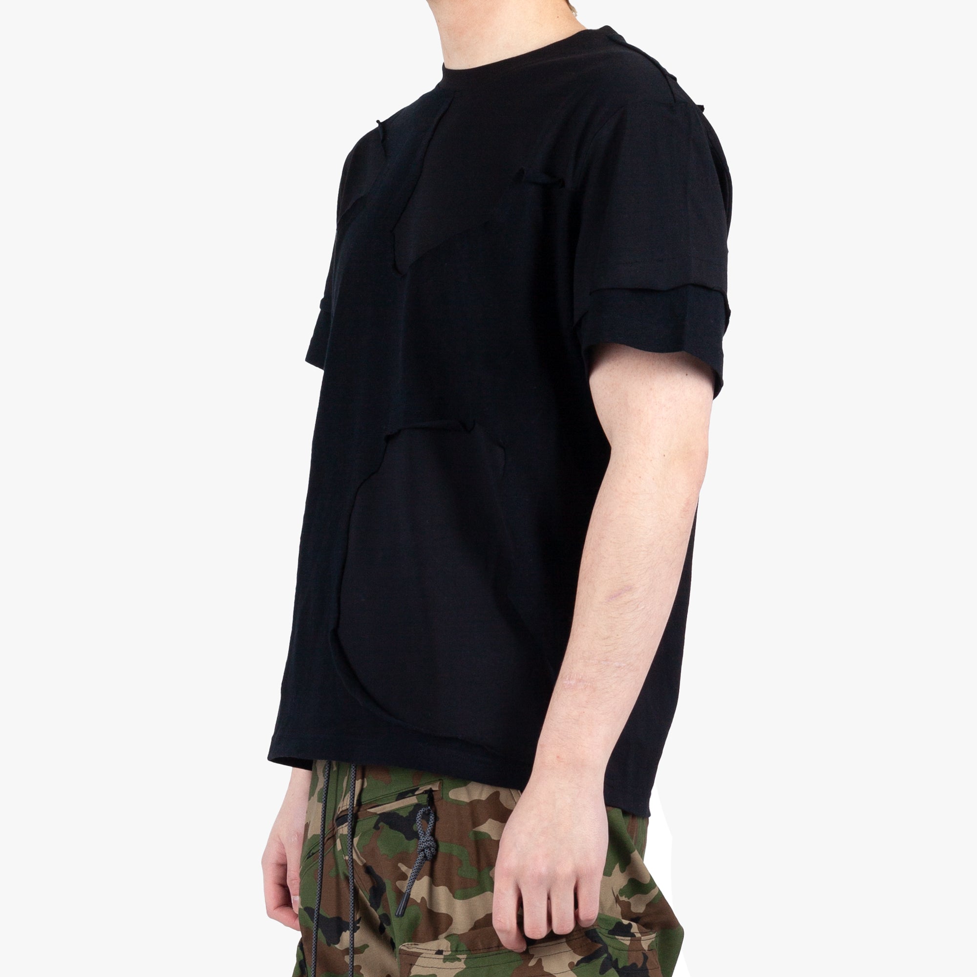 Mostly Heard Rarely Seen Mens Cut me Up Drop Shoulder Tee in Black