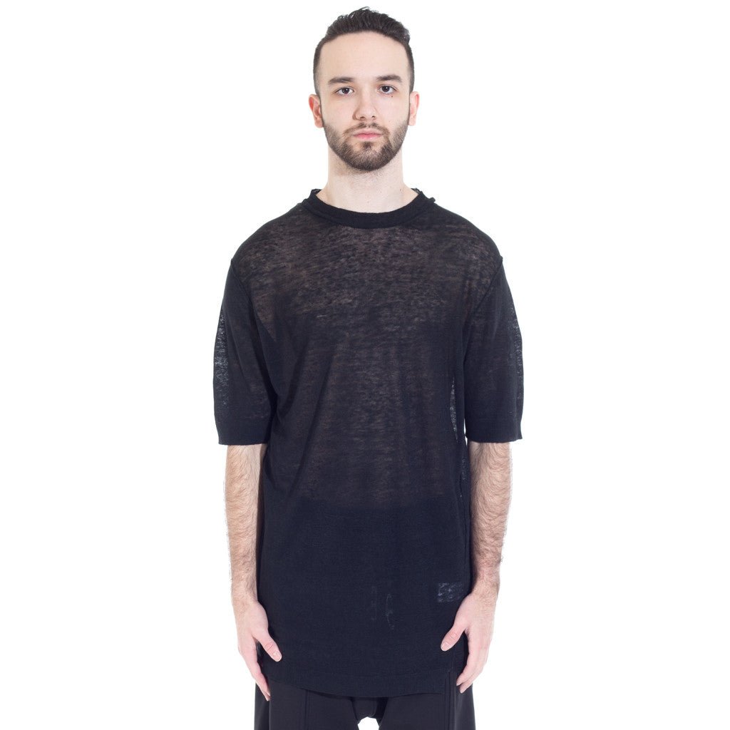 Damir Doma Kyle Sheer Linen T-Shirt Black - 1