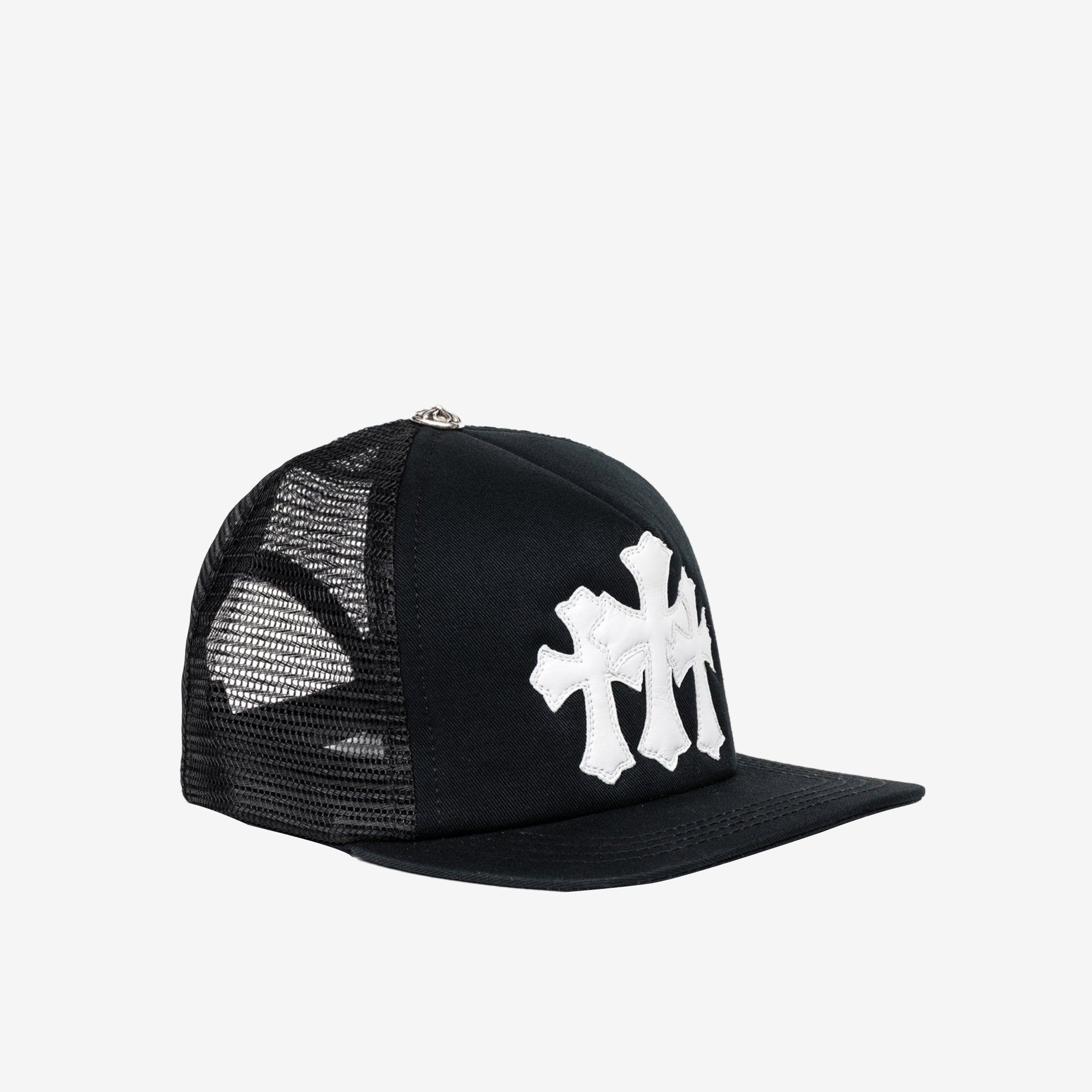 Chrome Hearts CH Triple Cemetery Cross Trucker Cap Black - 3