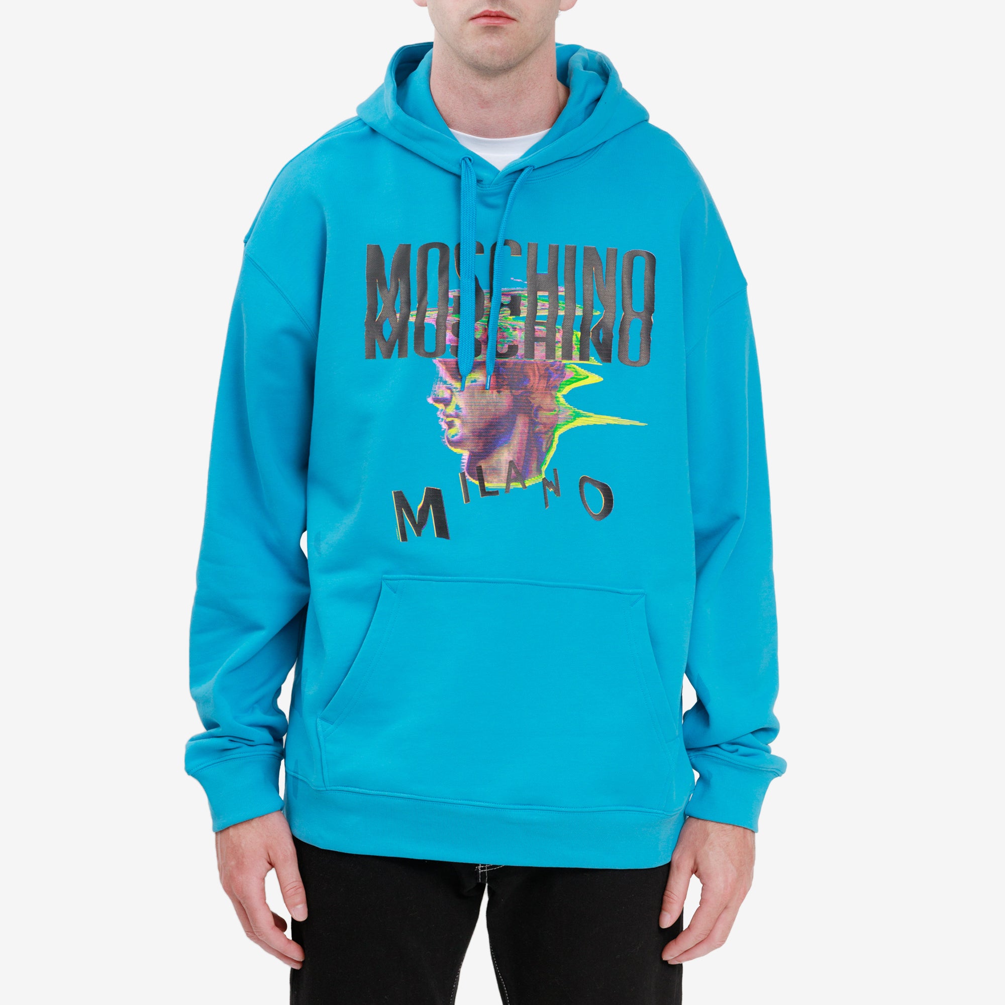 Moschino Reflection Logo Hoodie Light Blue - 1