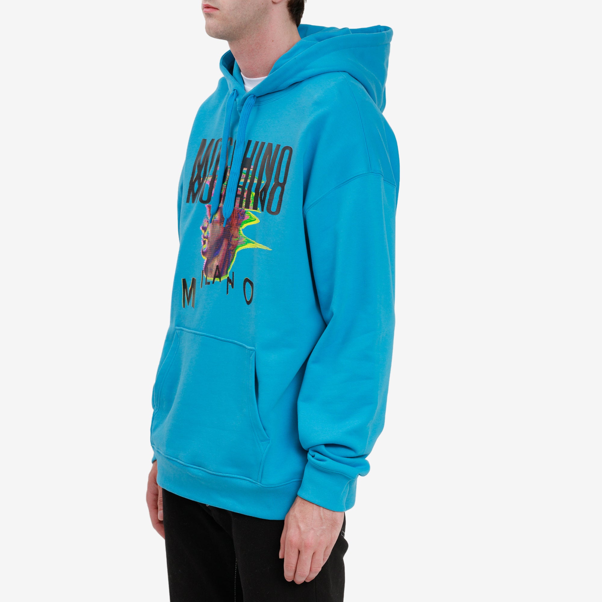 Moschino Reflection Logo Hoodie Light Blue - 3