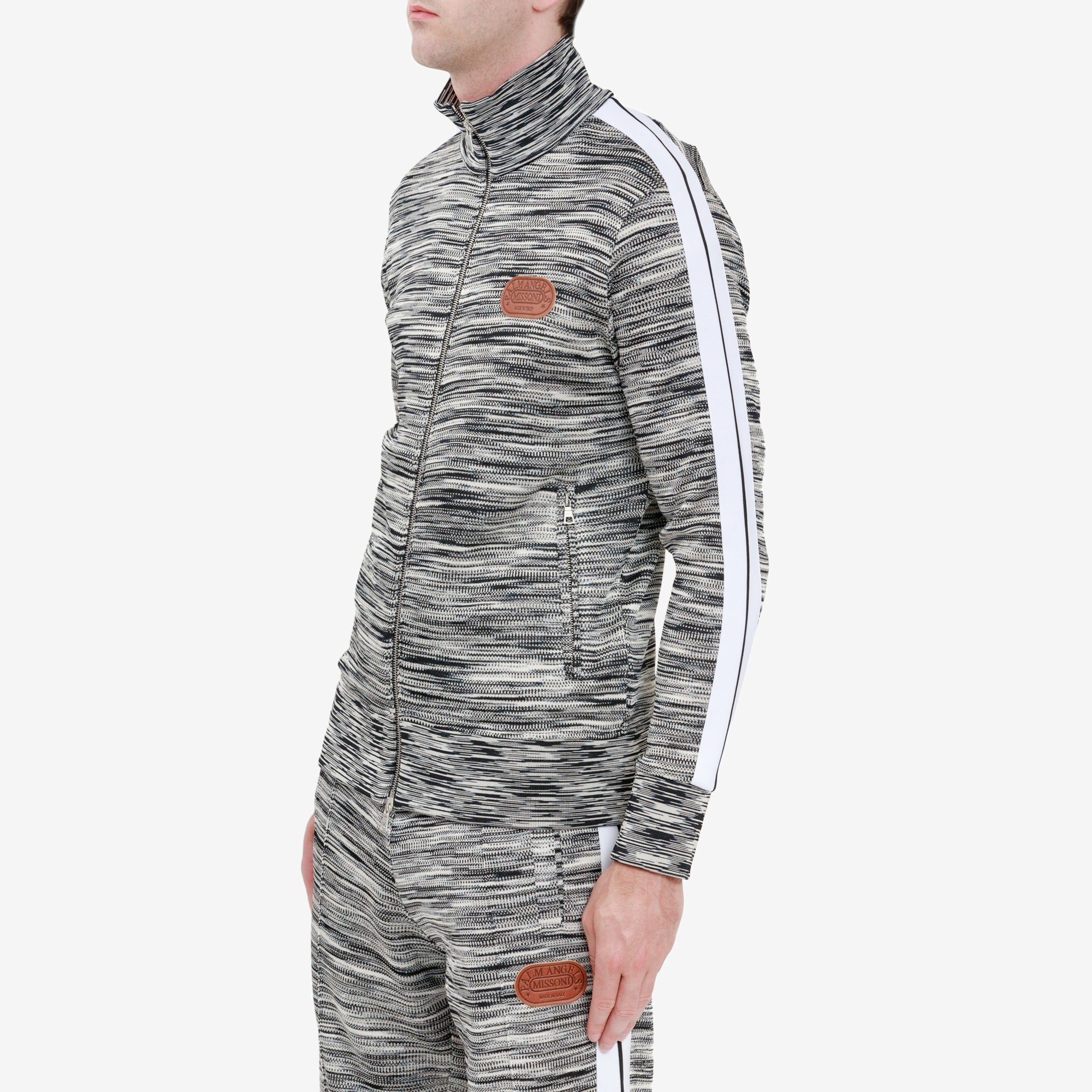 Palm Angels Missoni Knitted Track Jacket Melange Grey - 4