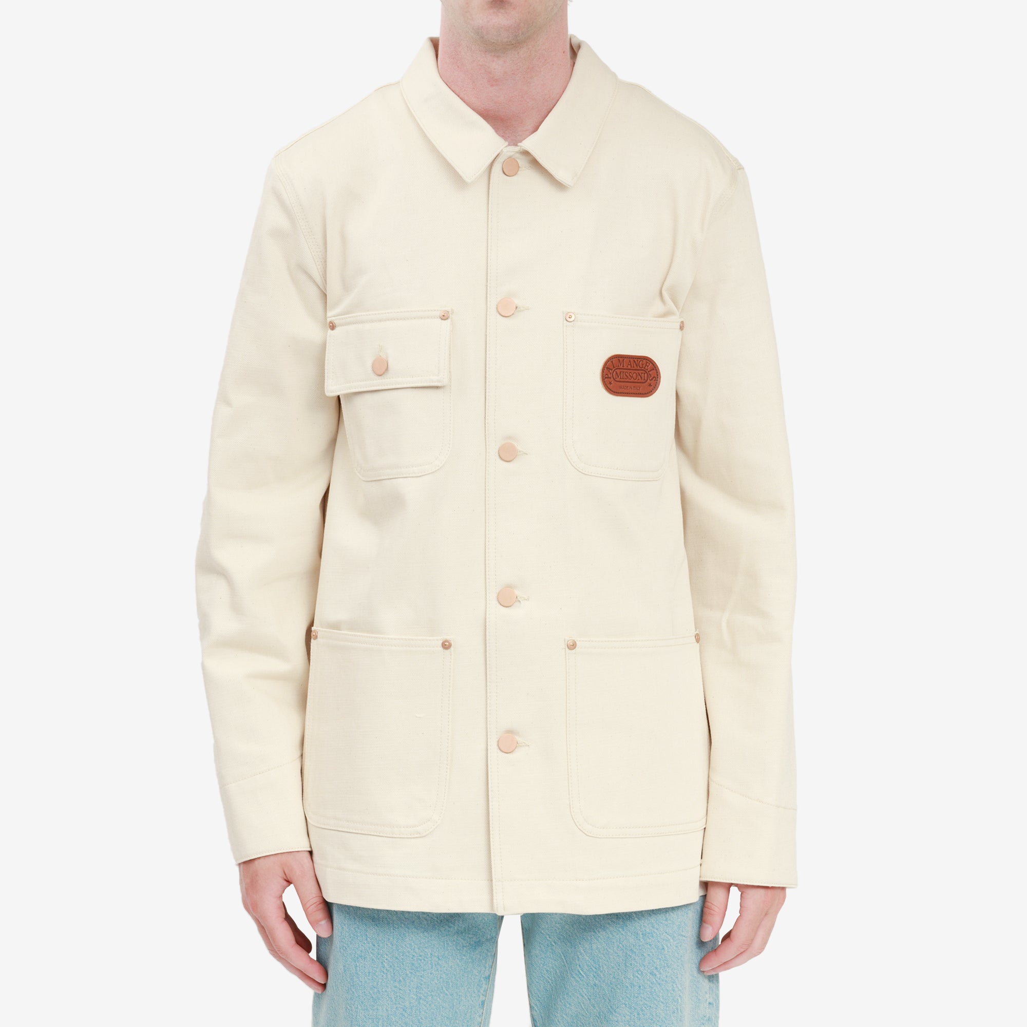 Palm Angels Missoni Melted Logo Denim Jacket Off White - 1