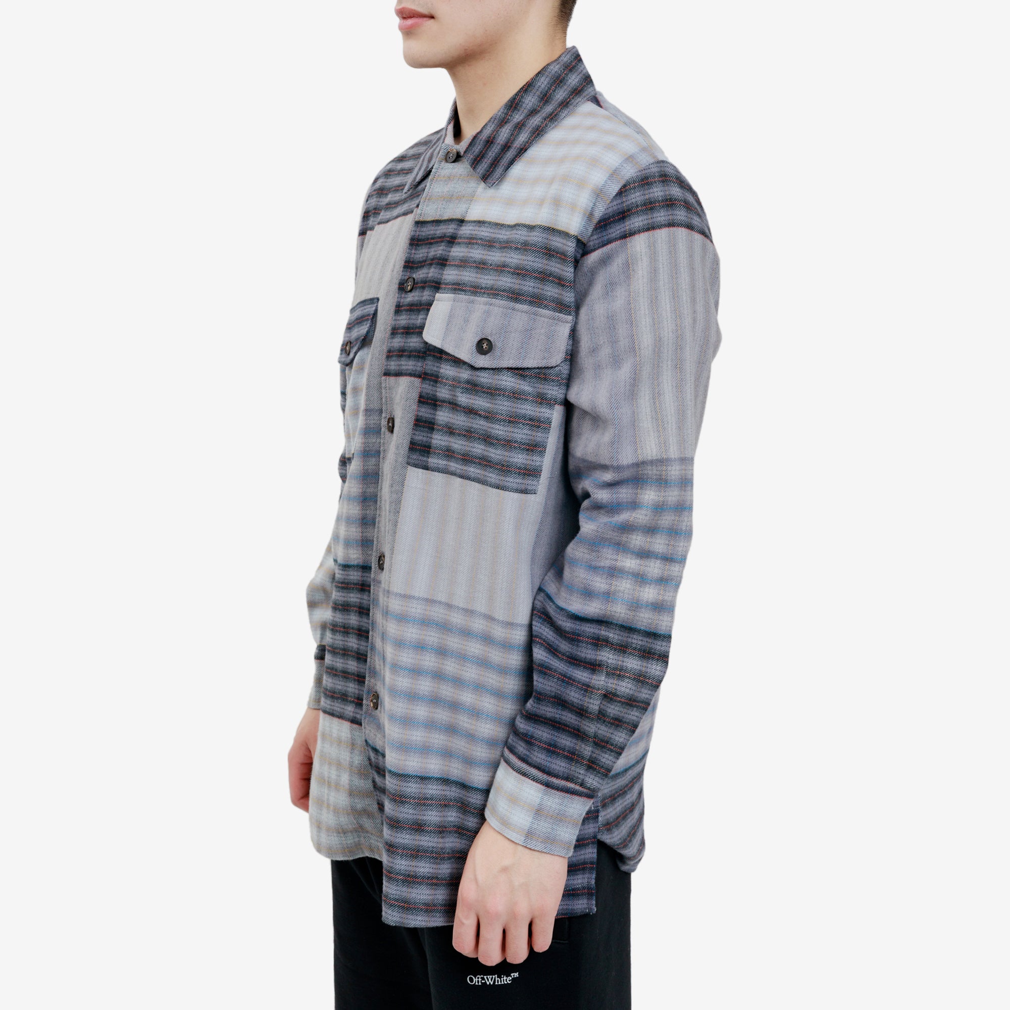 Photo of Alexander McQueen McQ Mixed Panel Check Overshirt - 3
