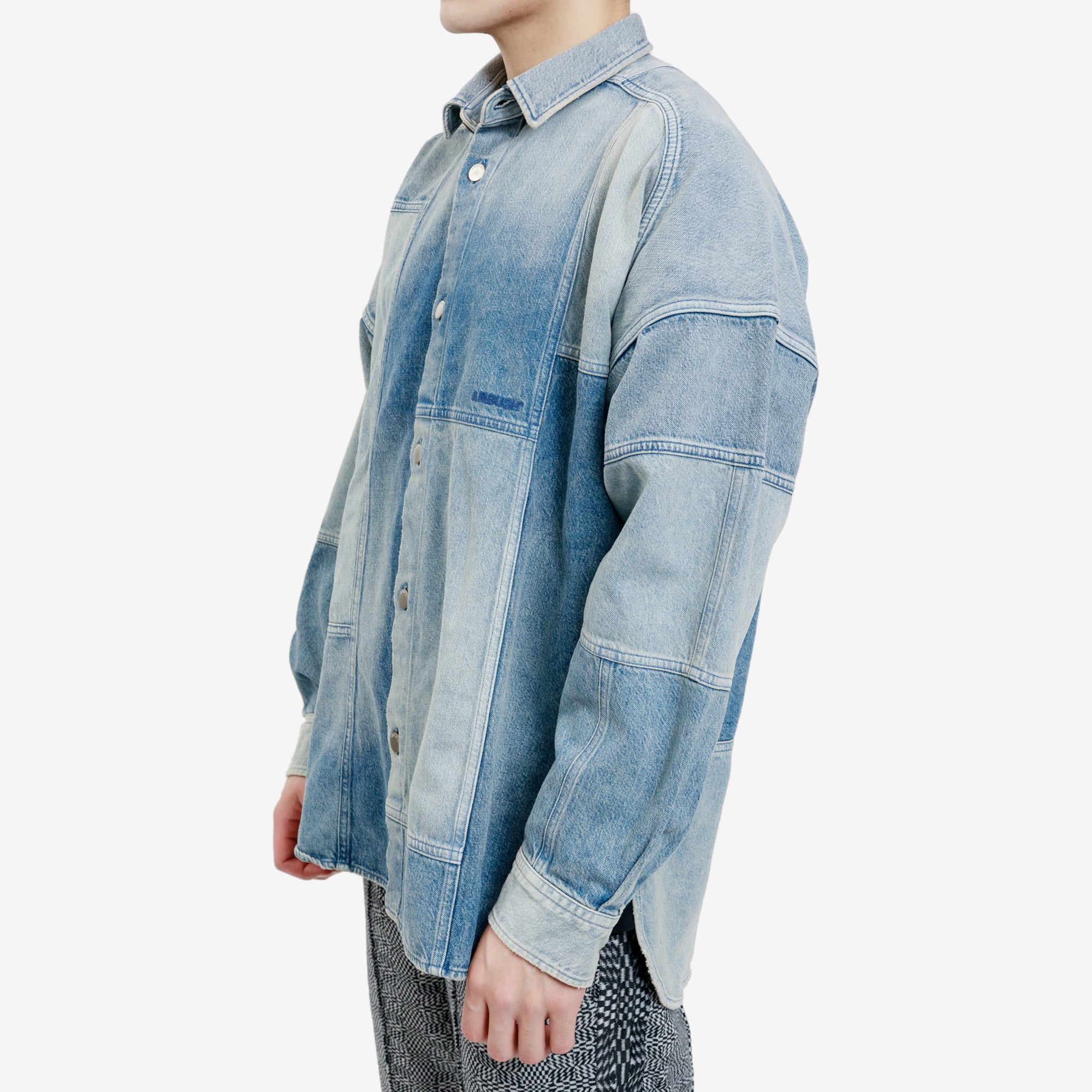 Ambush Patchwork Denim Shirt Blue - 3