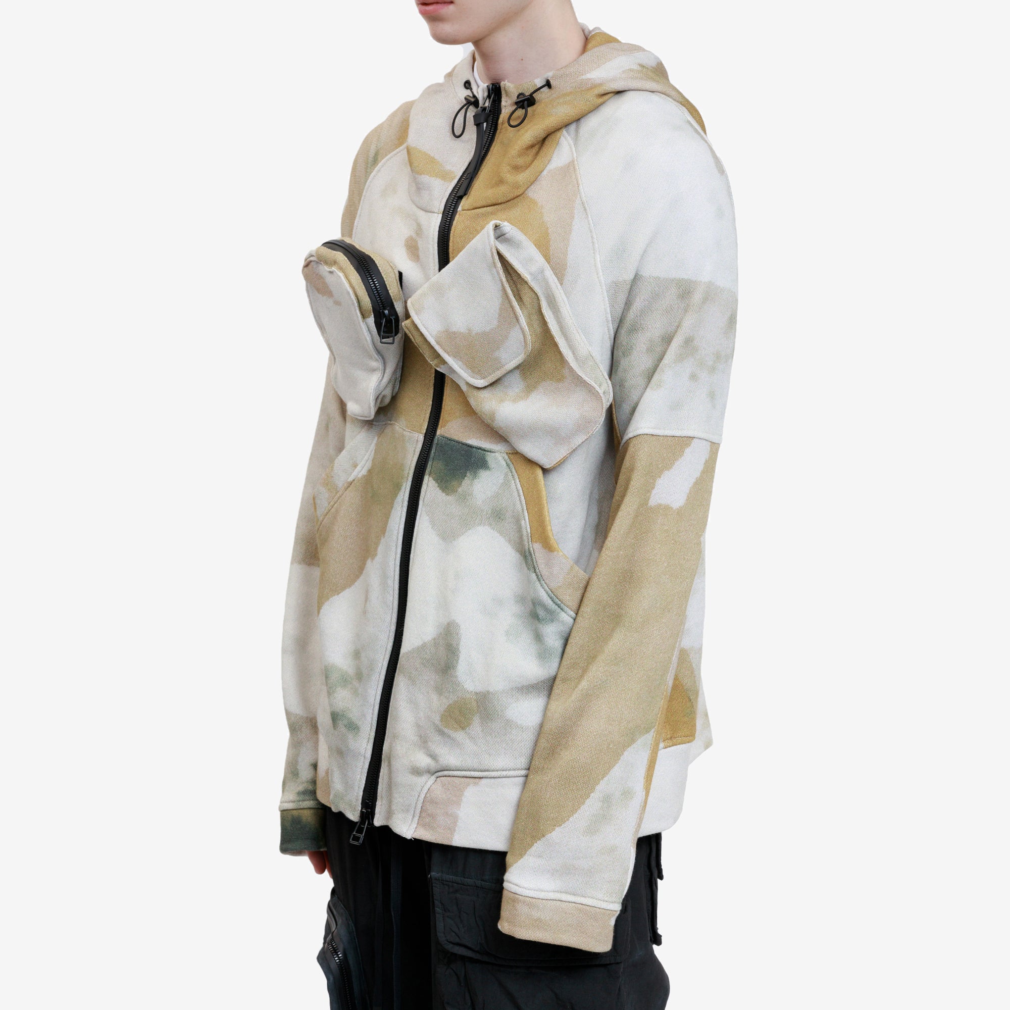 GALL Contrasting Utility Zip Hoodie Stone - 3