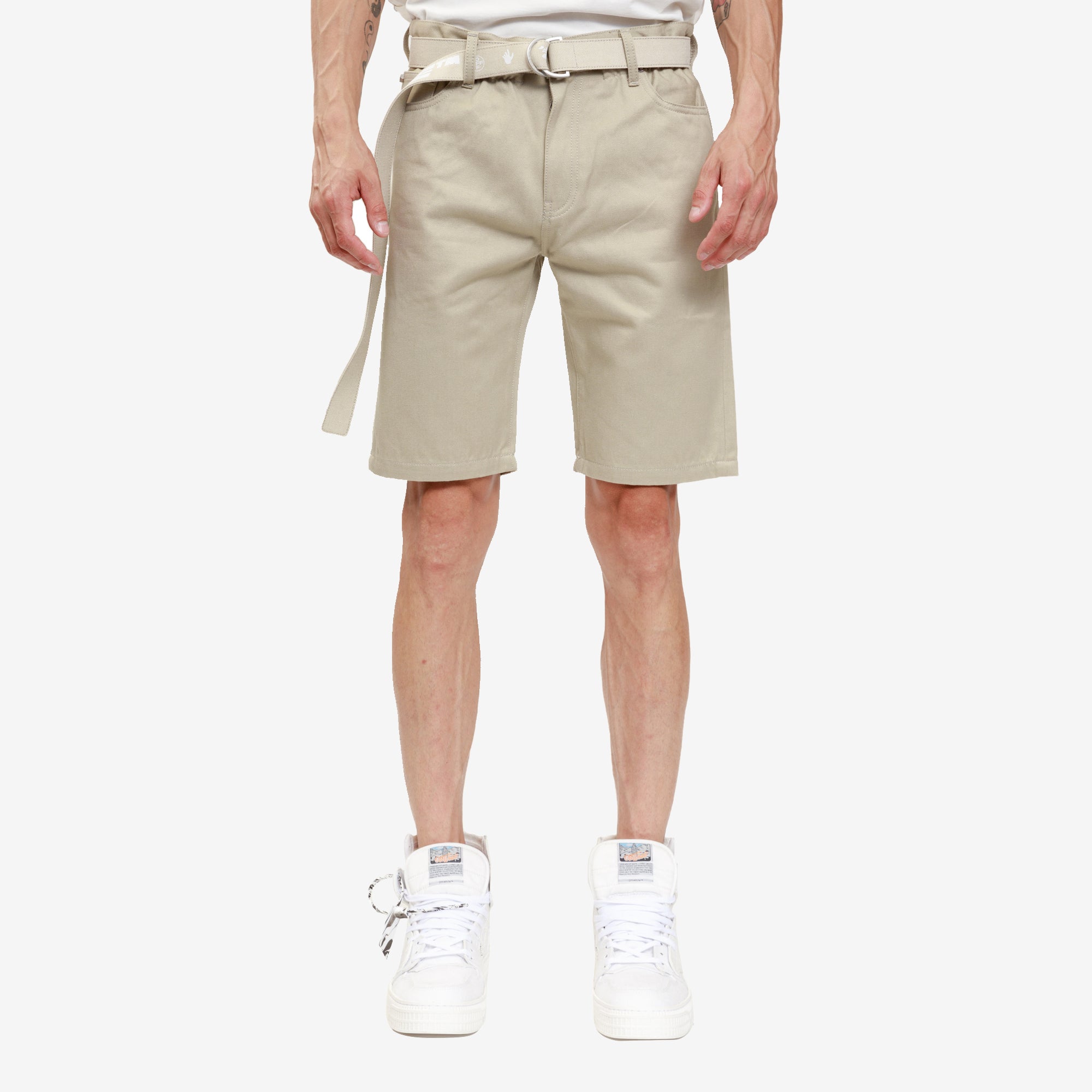 Off - White Belt Slim Low Crotch Shorts Abbey Stone - 1