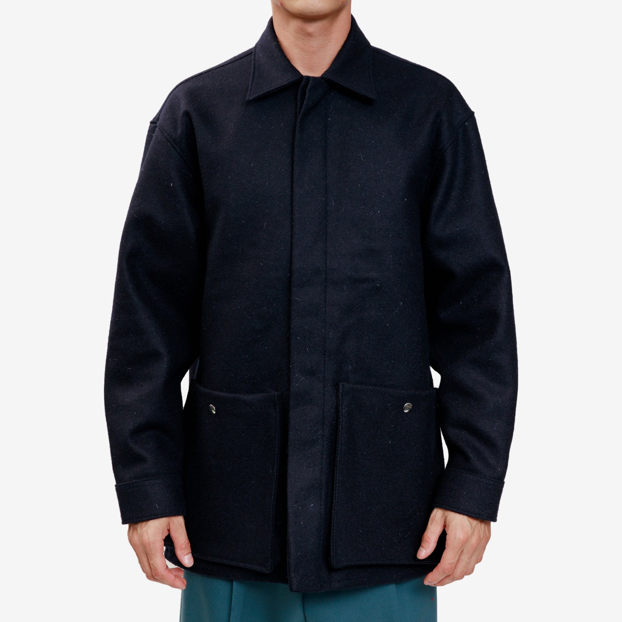 Uniforme Patched Wool Overshirt Navy - 1