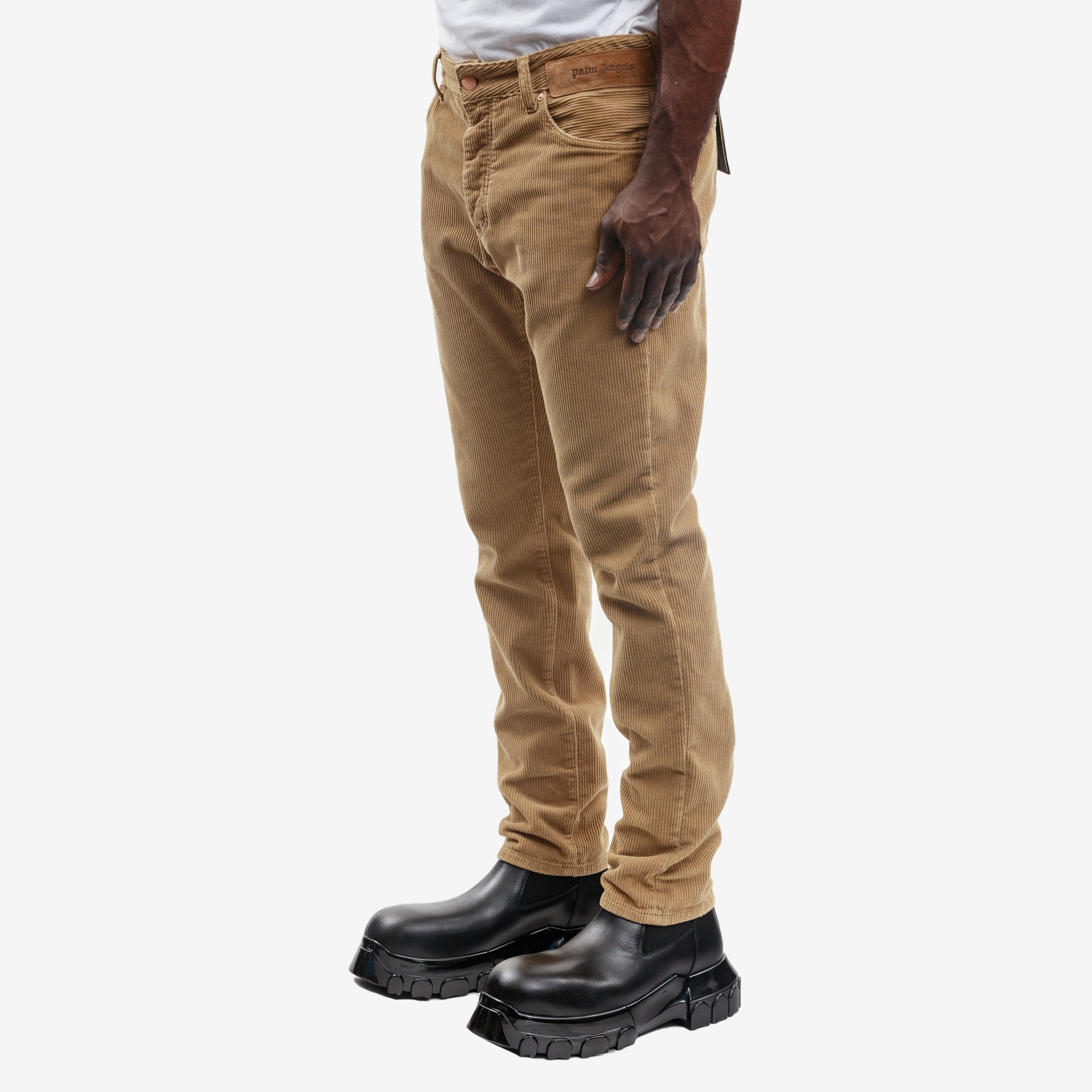 Palm Angels Corduroy Logo Pants Beige - 3