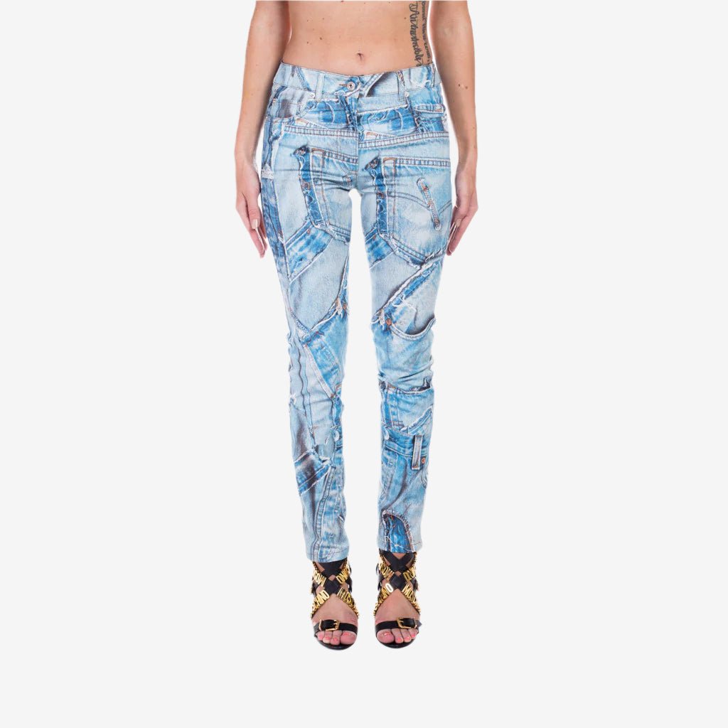 Moschino Womens Denim Printed Jeans Blue - 1