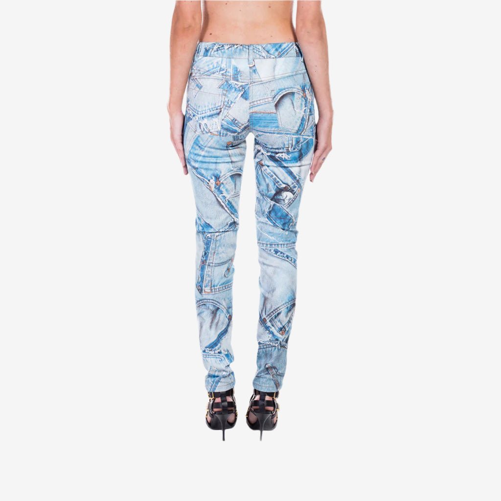 Moschino Womens Denim Printed Jeans Blue - 3