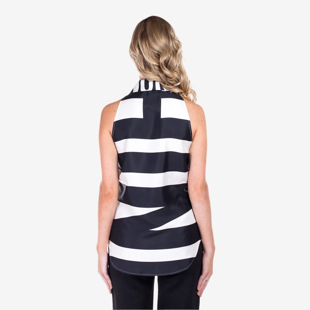 Moschino Womens Large Print Silk Top Black - 4