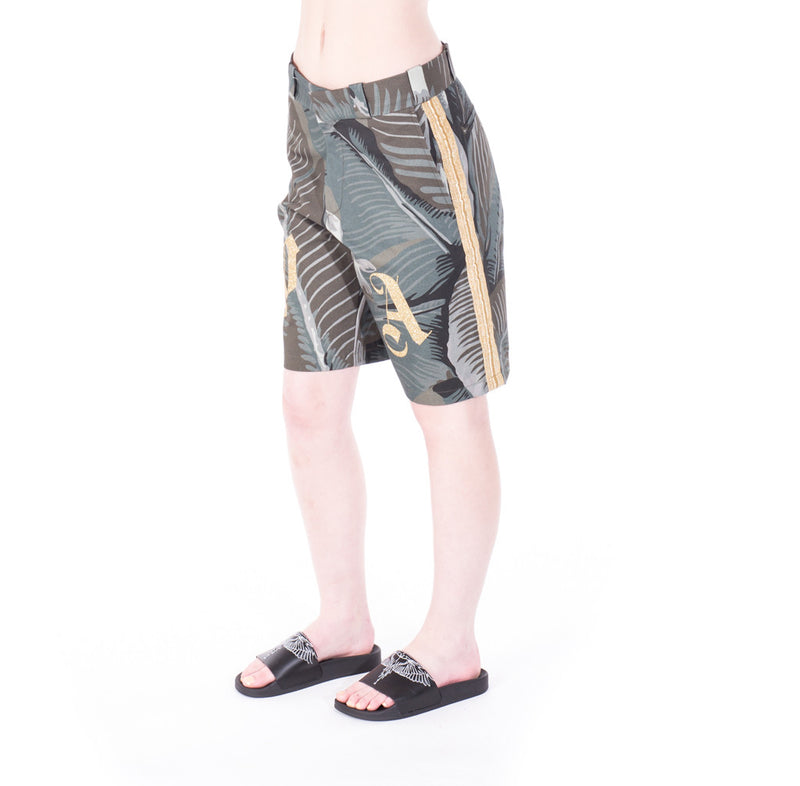 Palm Angels All Over Banana Leaf Shorts at Feuille Luxury - 5