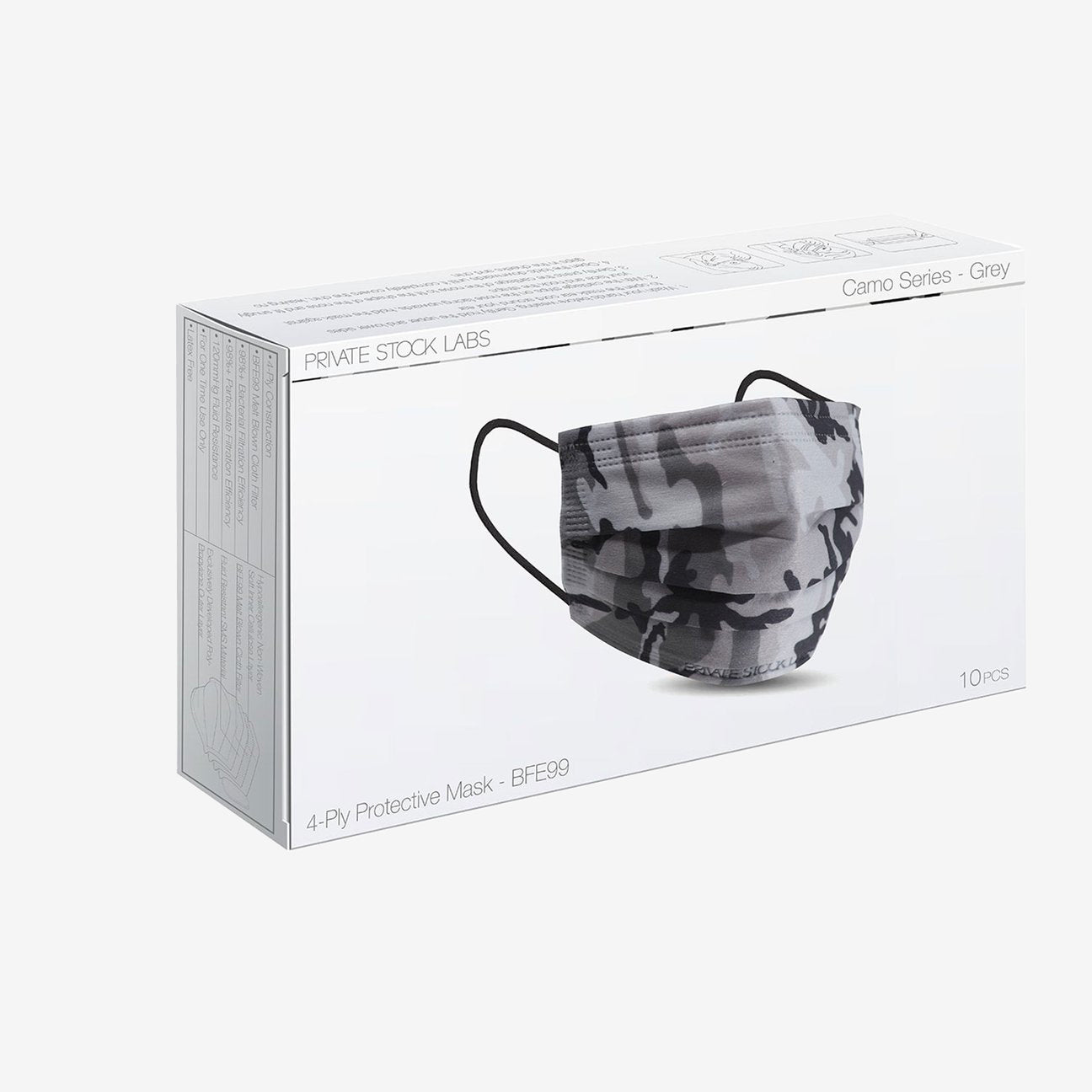 Private Stock Labs 4 - Ply Grey Camo Protective Mask Grey Camo - 1