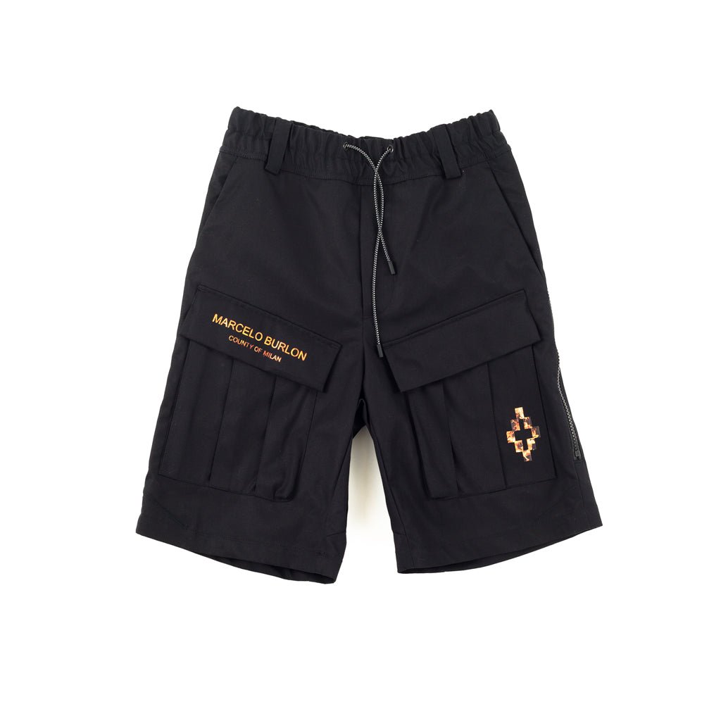 Marcelo Burlon Fire Cross Cargo Shorts Black - 4