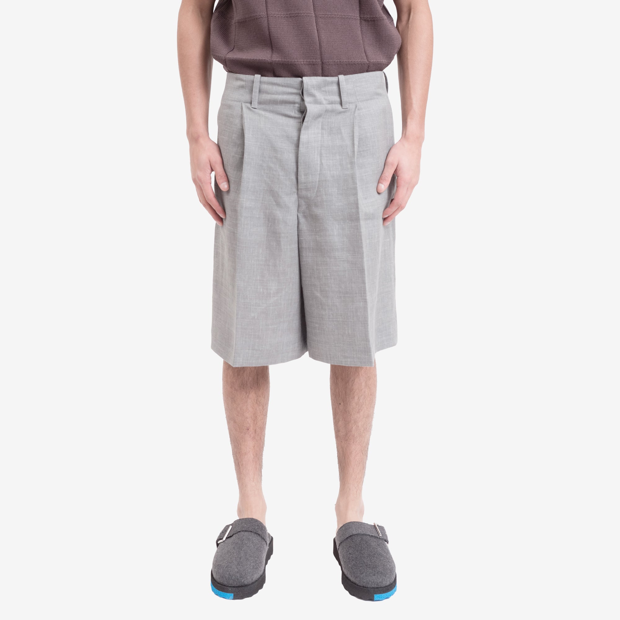 Uniforme Wide Leg Pleated Shorts Storm Grey - 1