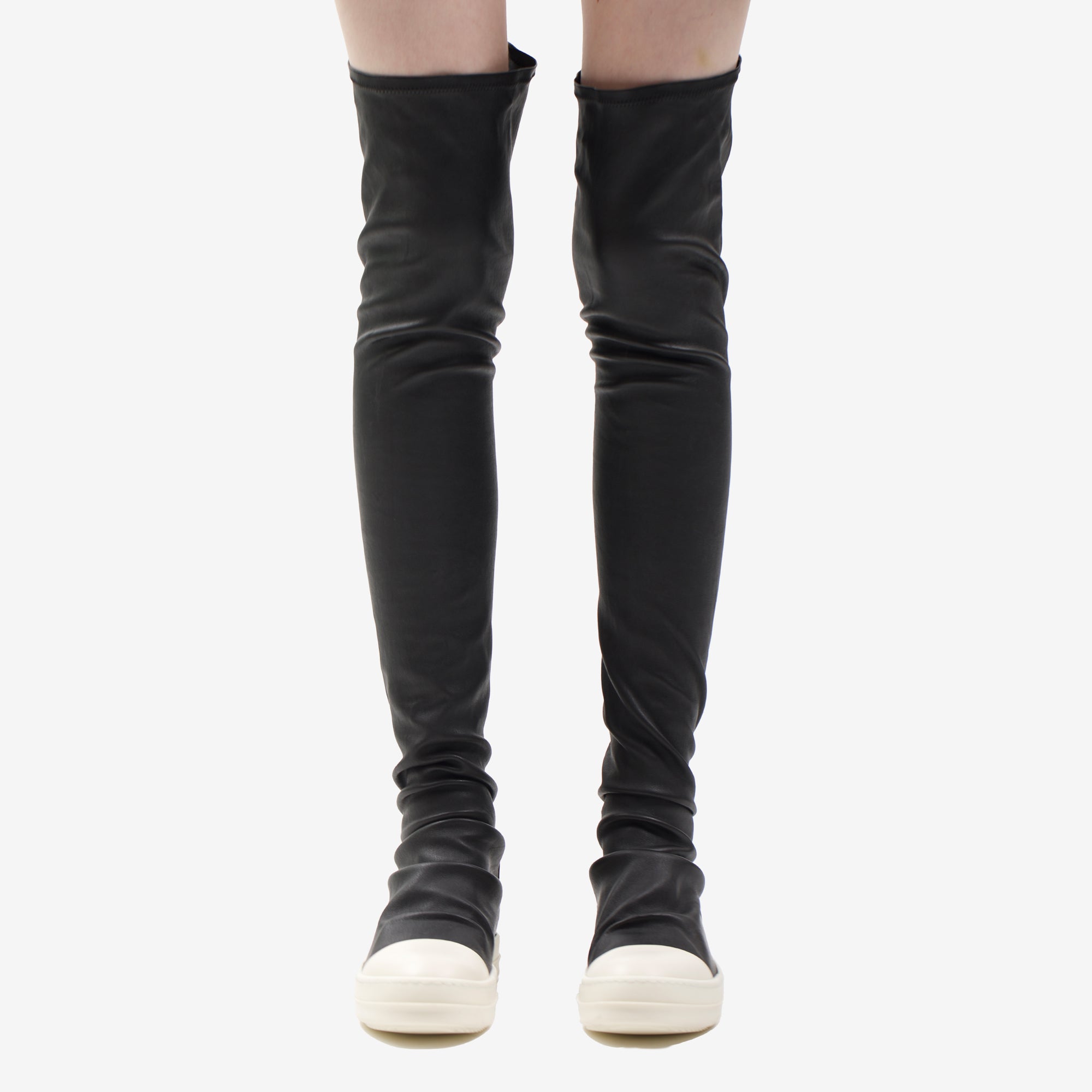 Rick Owens Womens Strobe Stocking Sneakers Black/Milk - 1