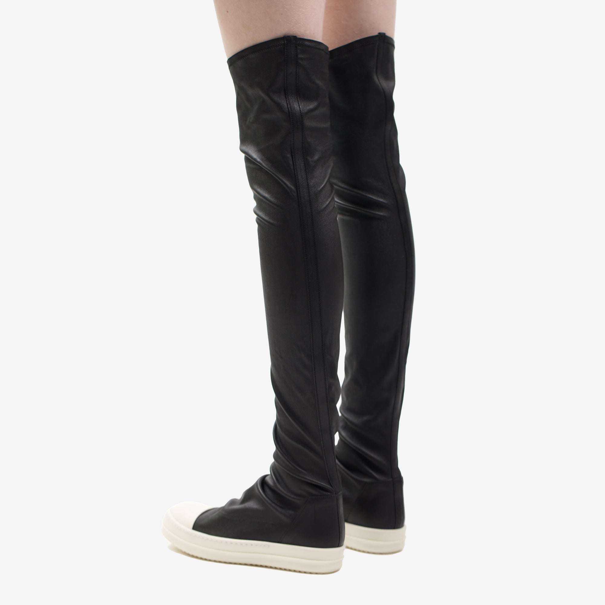 Rick Owens Womens Strobe Stocking Sneakers Black/Milk - 3