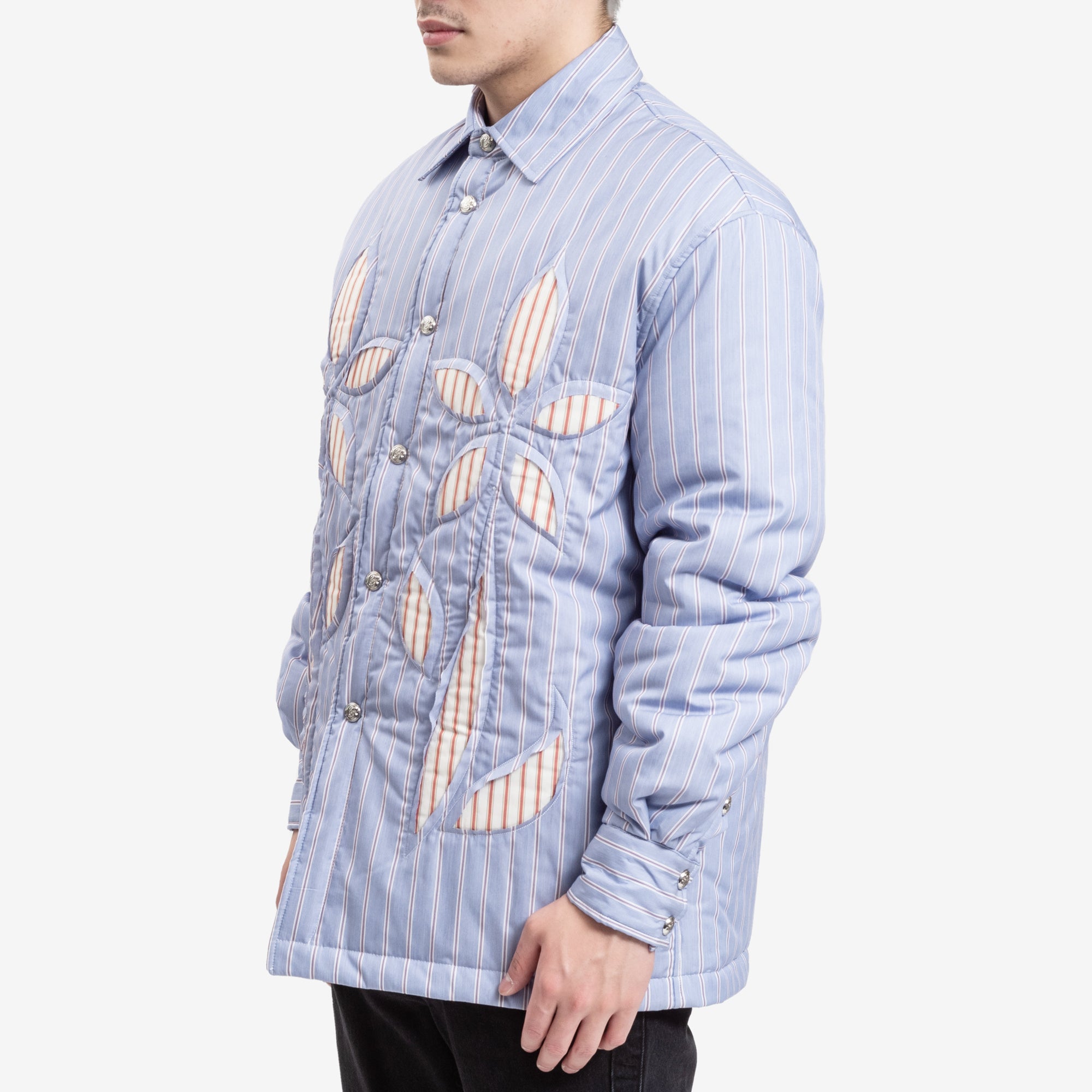 Bluemarble Puffed Overshirt Stripe Poplin Blue - 3