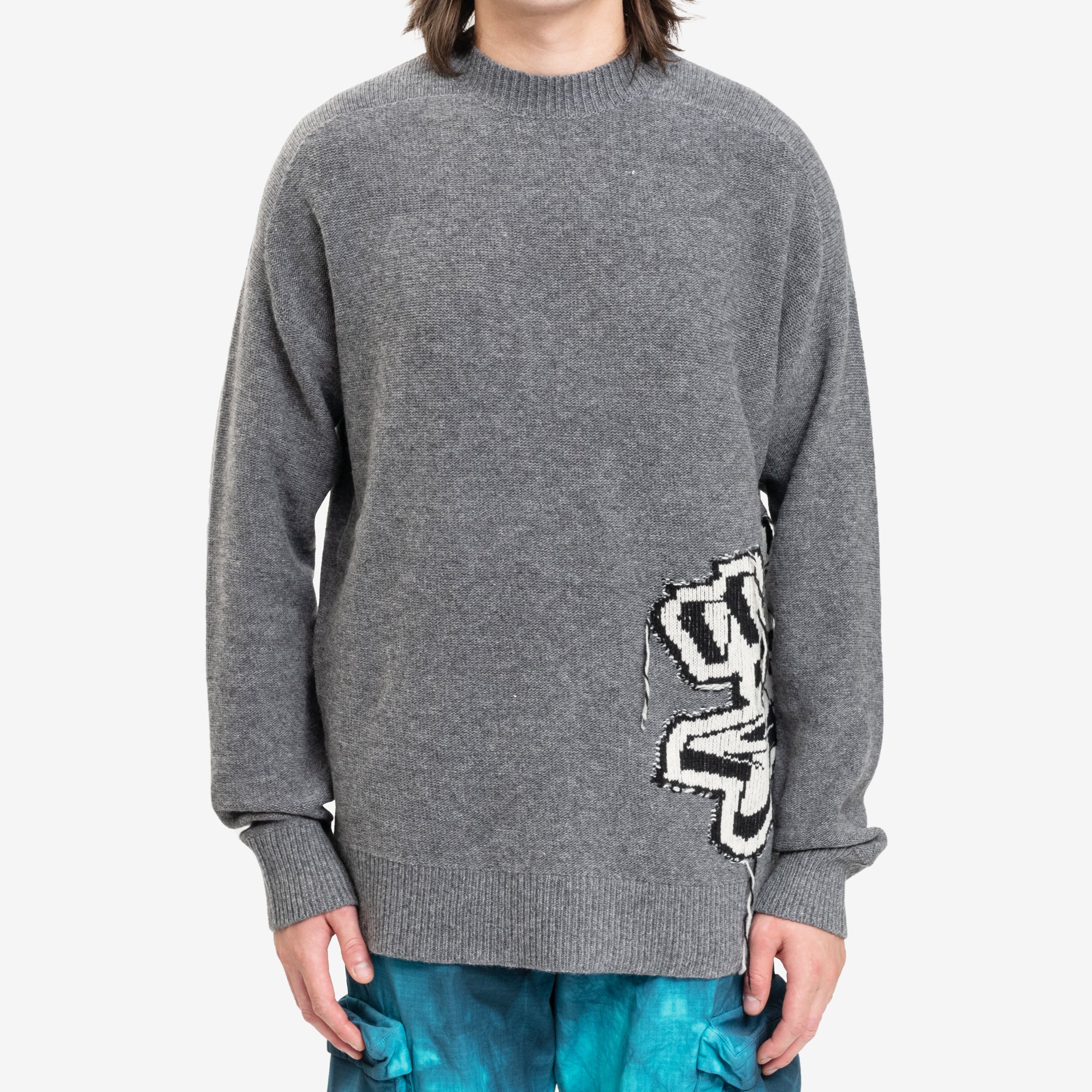 Off - White Graff Chunky Knit Sweater Medium Grey - 1