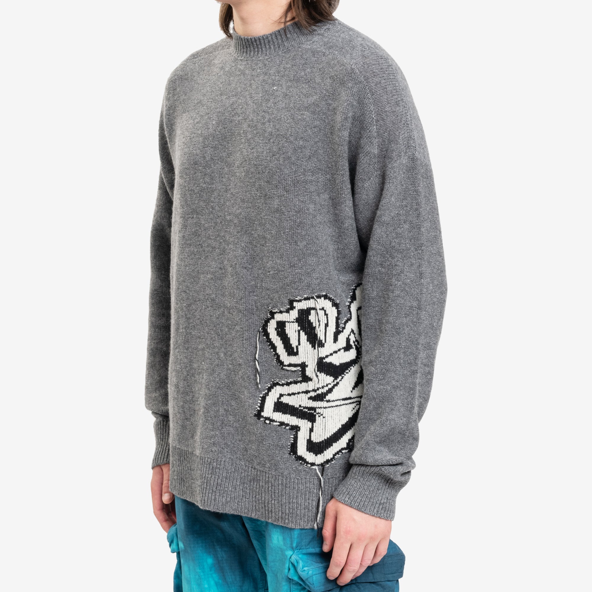 Off - White Graff Chunky Knit Sweater Medium Grey - 3