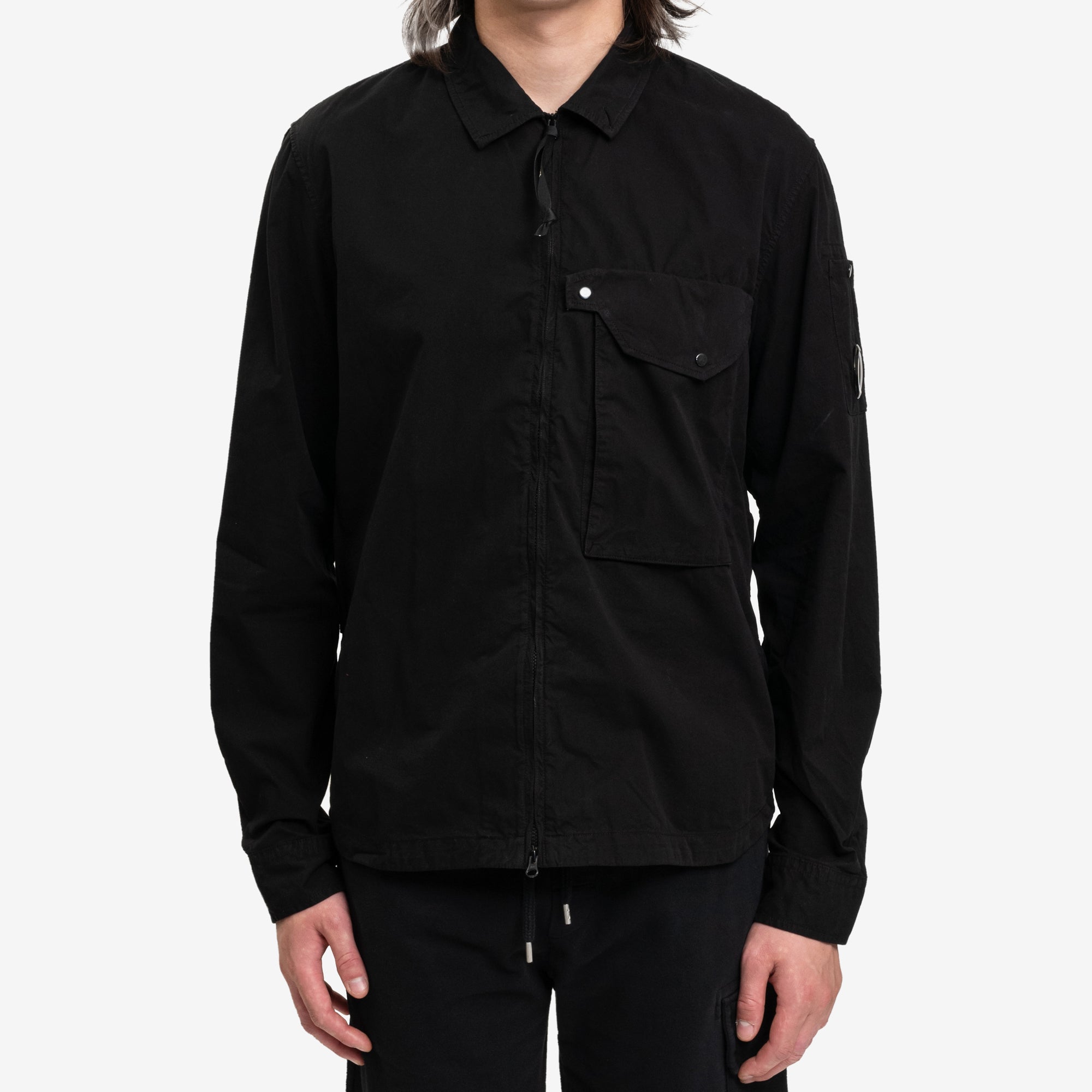 C.P. Company Gabardine LS Zip Shirt Black - 1