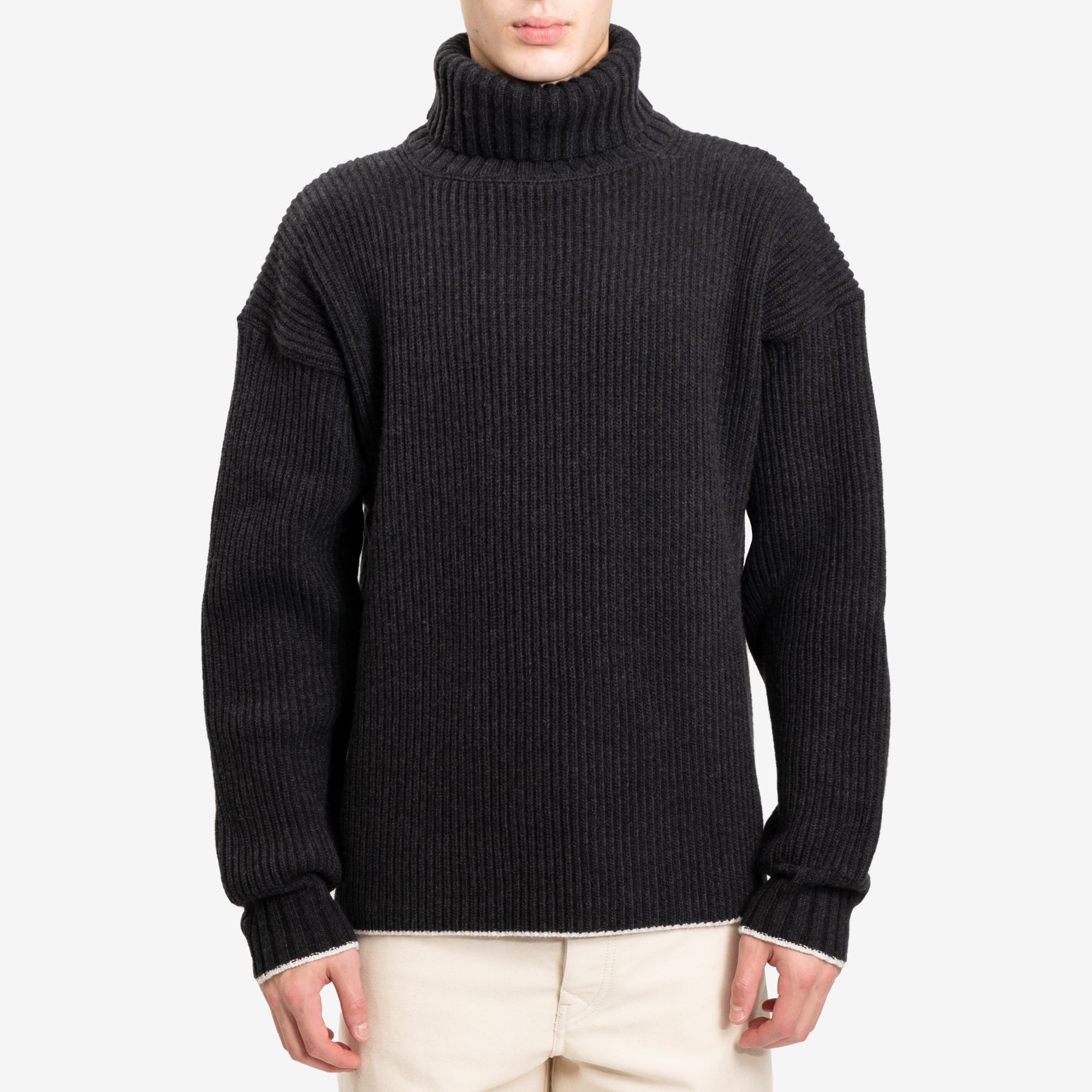 Uniforme Roll Neck Wool Cashmere Sweater Anthracite - 1
